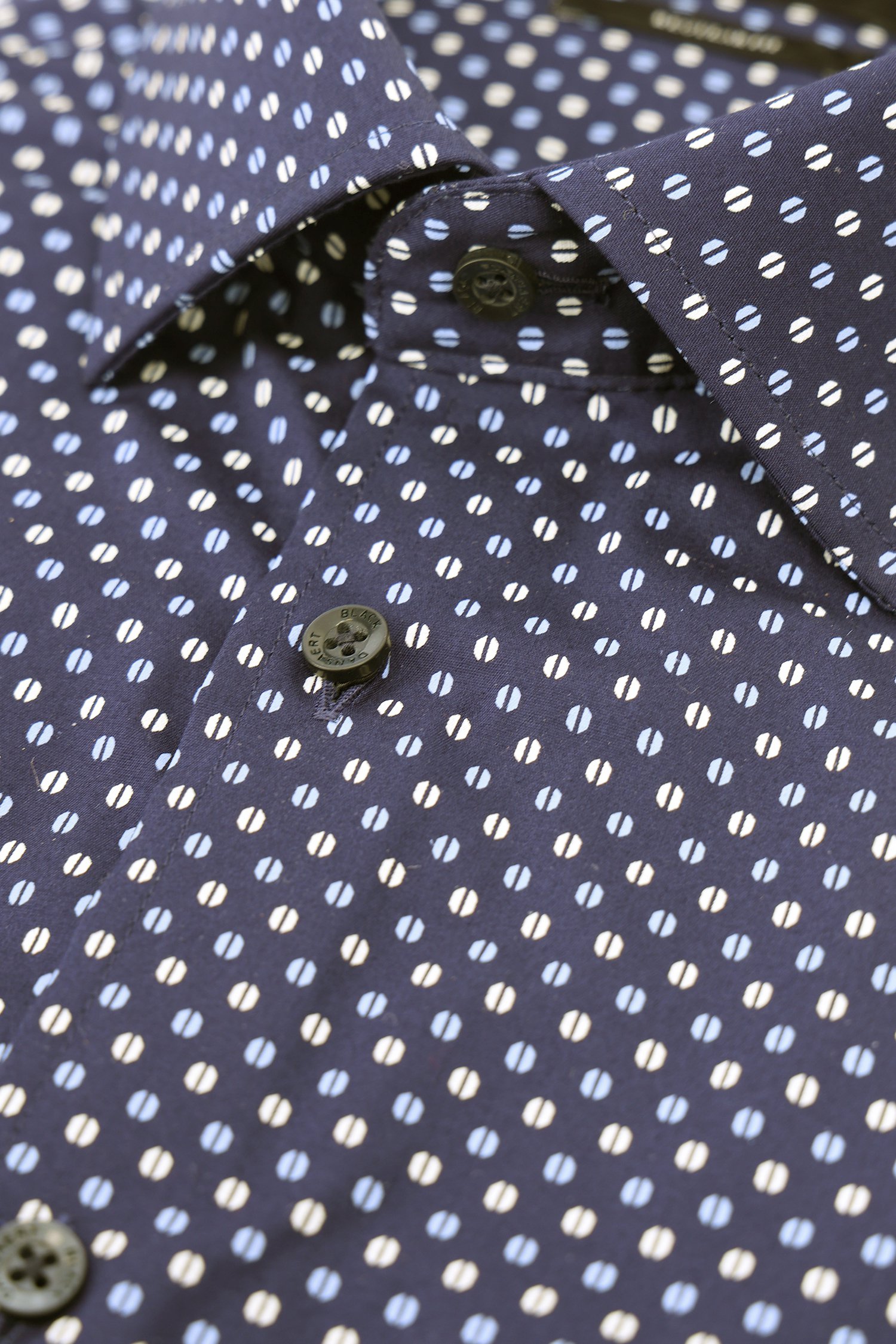 Chemise bleu foncé à imprimé fin - Regular fit de Dansaert Black pour Hommes