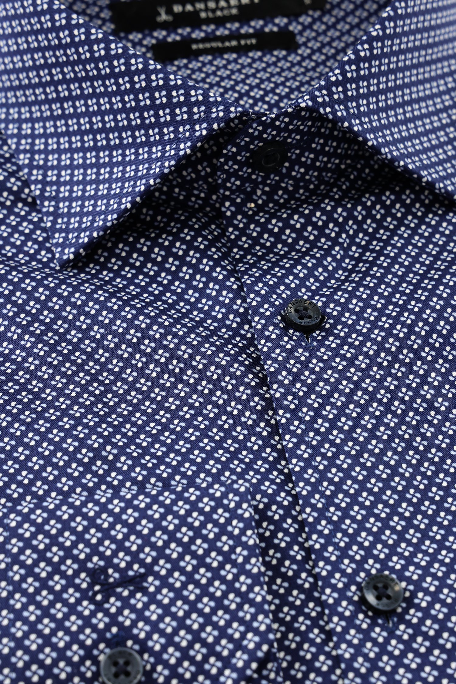 Chemise bleu foncé à imprimé fin - regular fit  de Dansaert Black pour Hommes