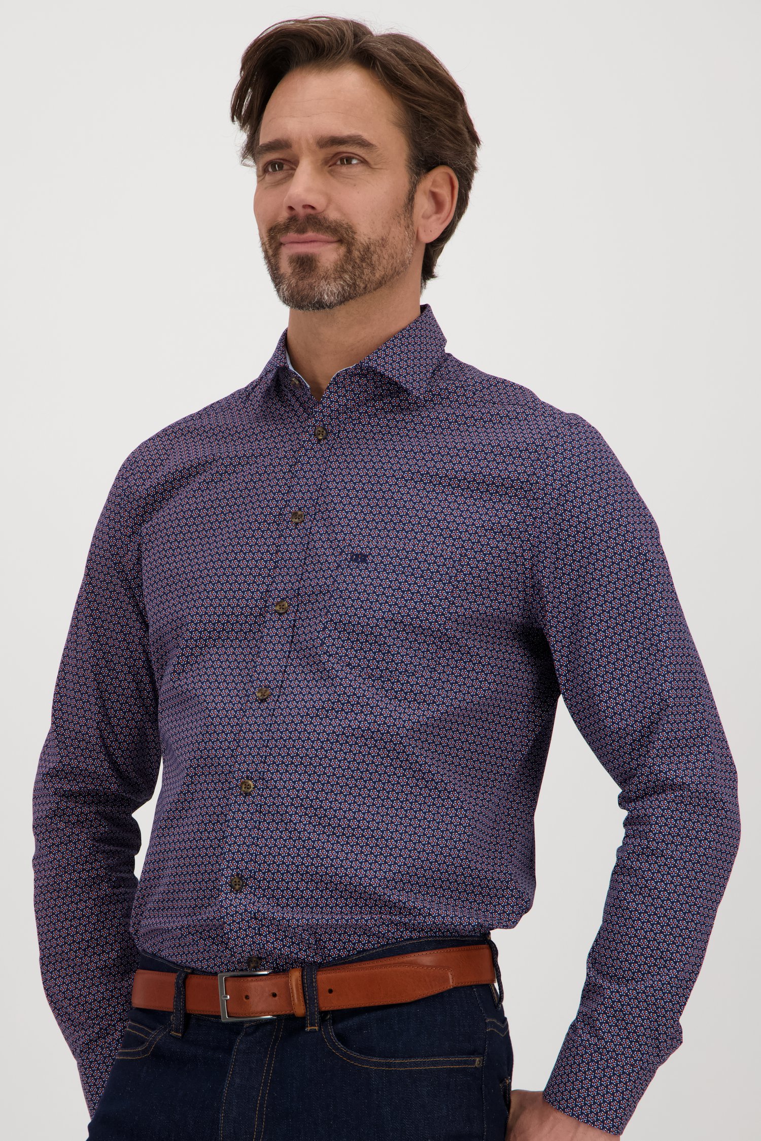 Chemise bleu foncé à imprimé fin - Regular fit	 de Dansaert Blue pour Hommes