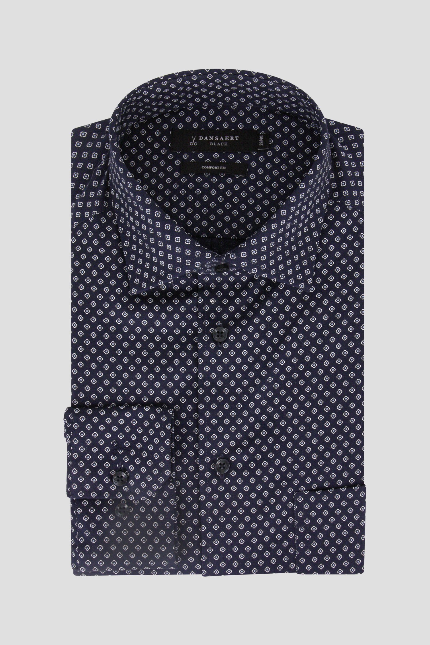 Chemise bleu foncé à motif fin - comfort fit de Dansaert Black pour Hommes