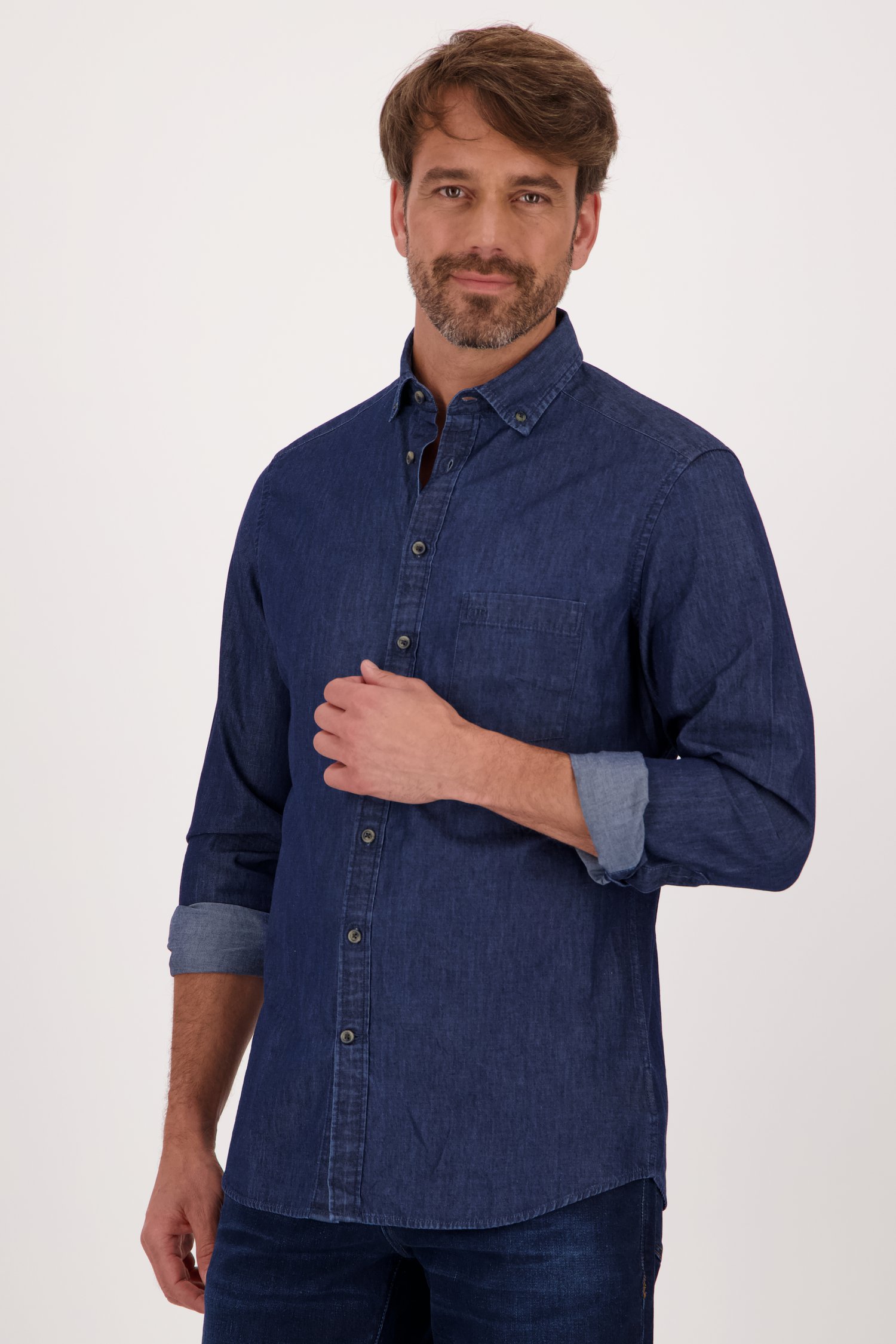 Chemise bleu foncé avec look jeans - regular fit  de Dansaert Blue pour Hommes