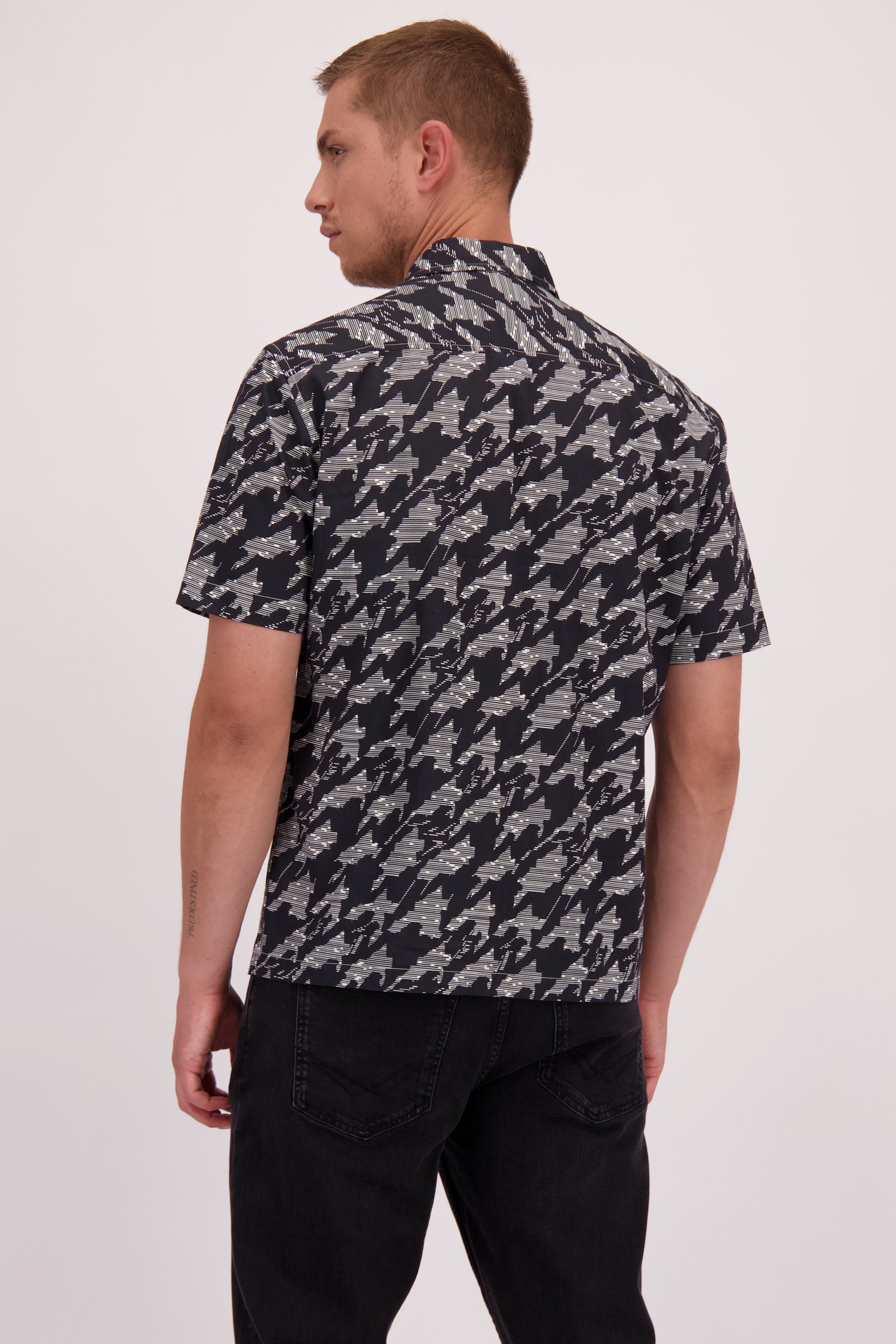 Le dos de Chemise bleu foncé, manches courtes - Regular fit de Casual Five pour Hommes