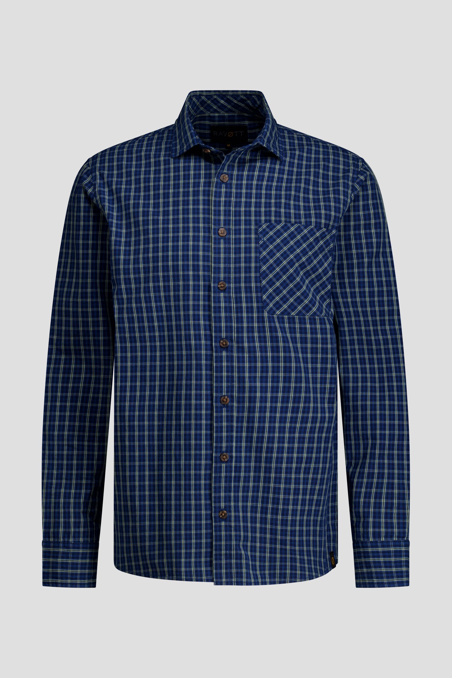 Photo produit 1 de Chemise bleu marine à carreaux de Ravøtt pour Hommes