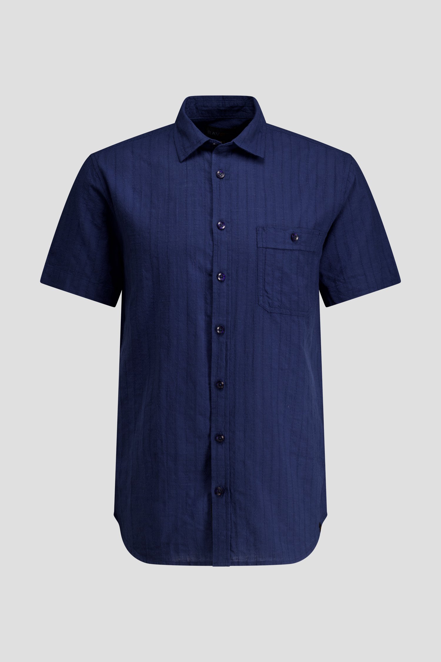 Photo produit 1 de Chemise bleu marine en maille structurée de Ravøtt pour Hommes