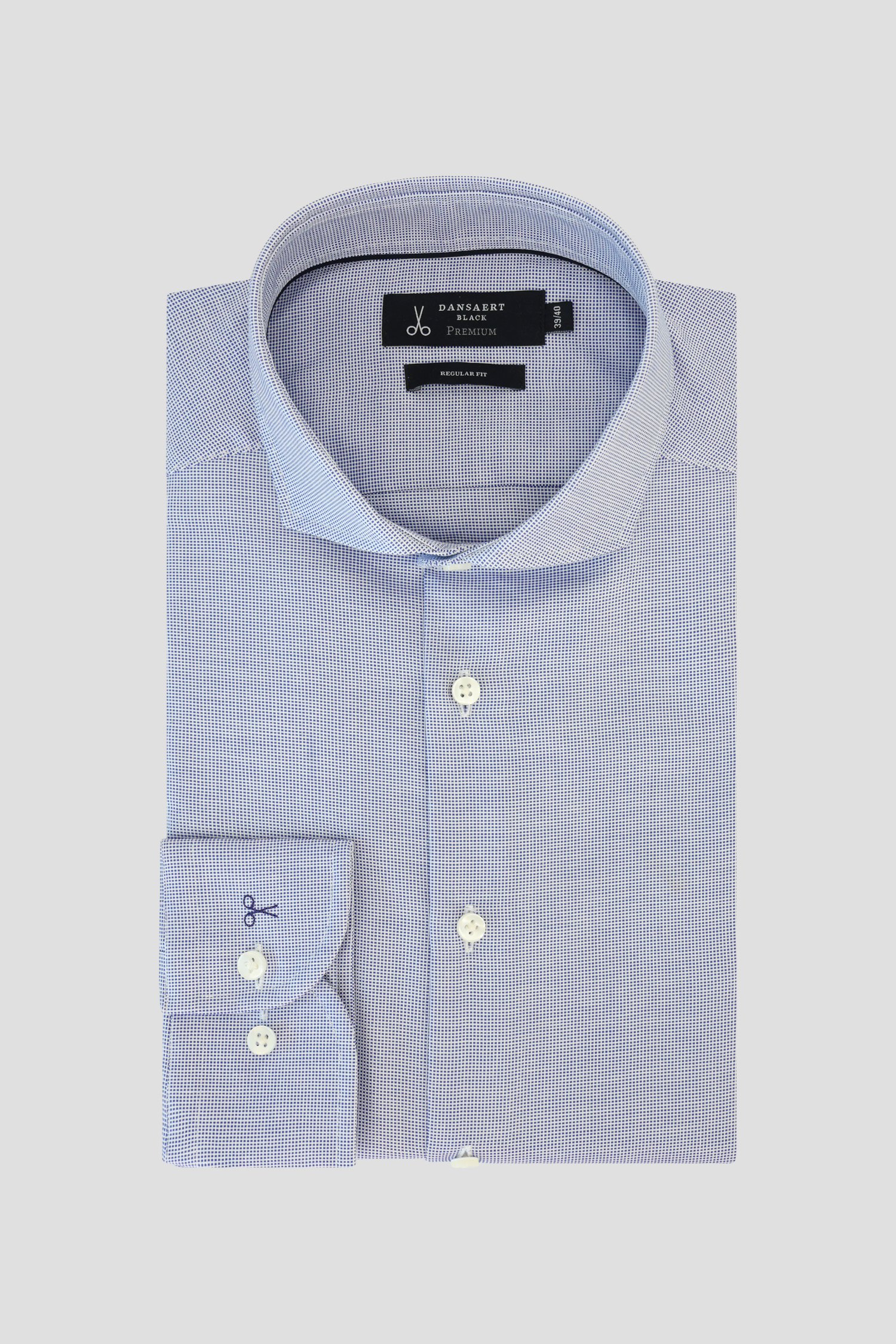 Photo produit 1 de Chemise bleue à carreaux fins - Regular fit de Dansaert Black Premium pour Hommes