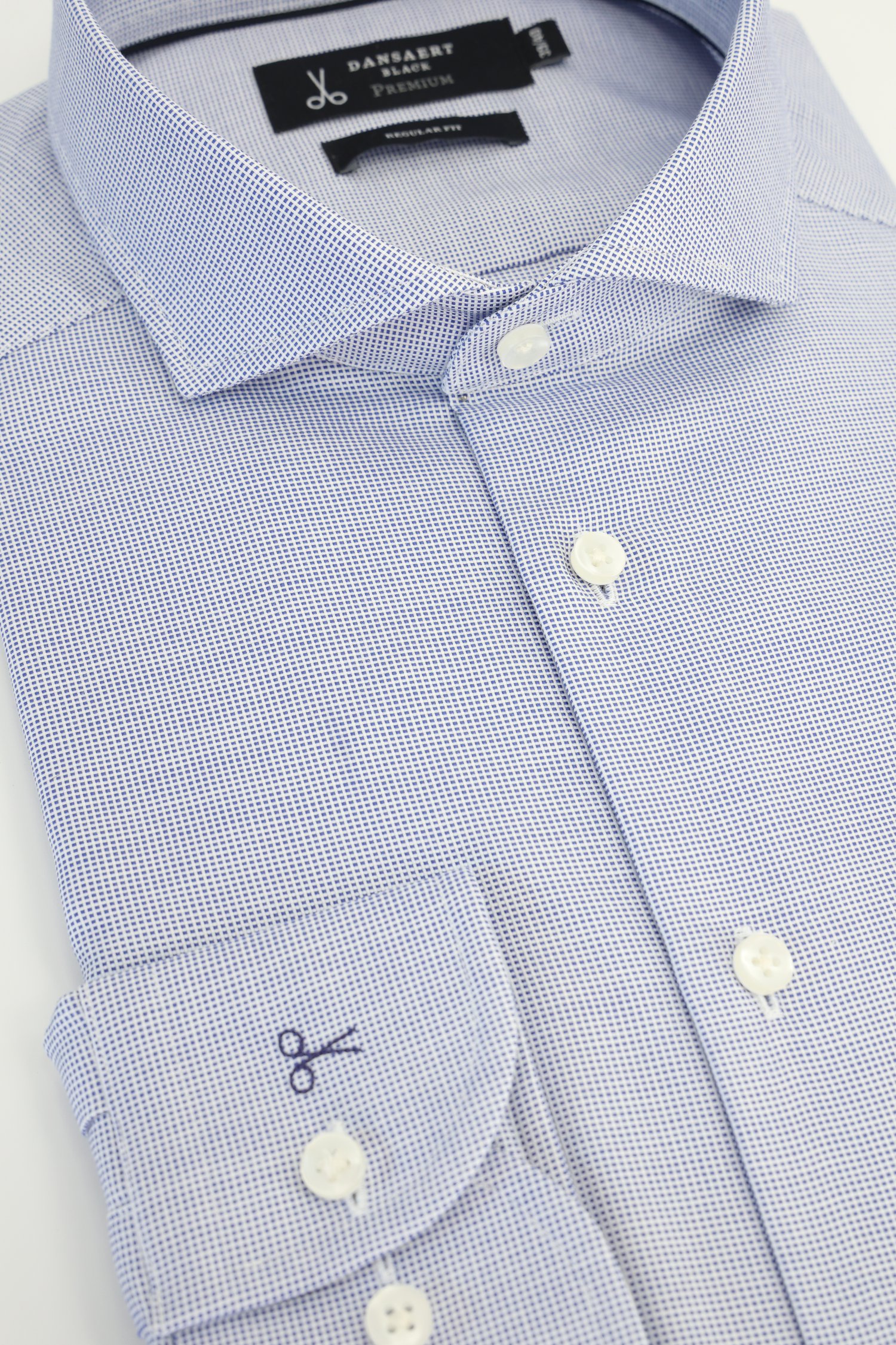 Photo produit 2 de Chemise bleue à carreaux fins - Regular fit de Dansaert Black Premium pour Hommes