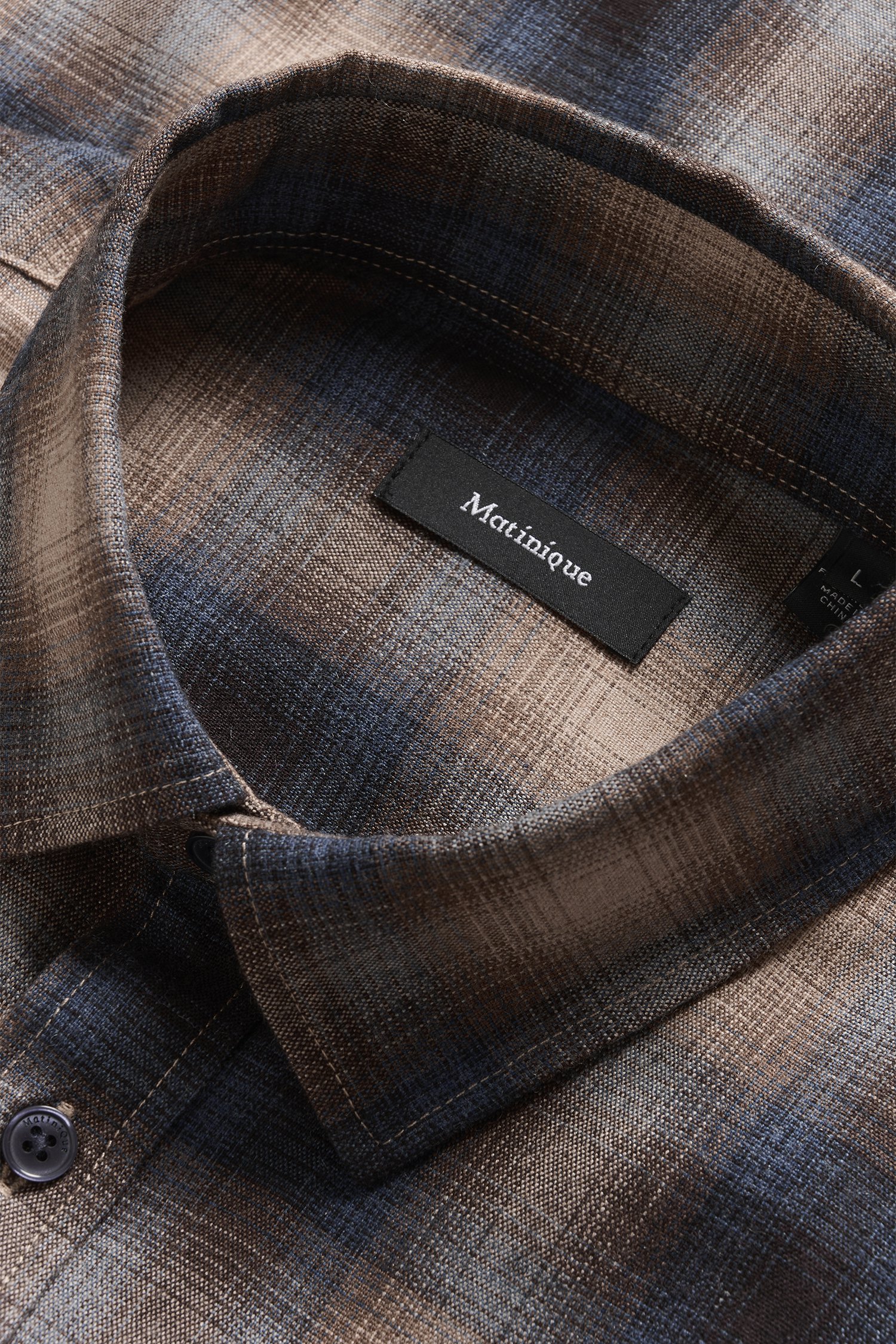 Photo produit 2 de Chemise bleue à carreaux de Matinique pour Hommes