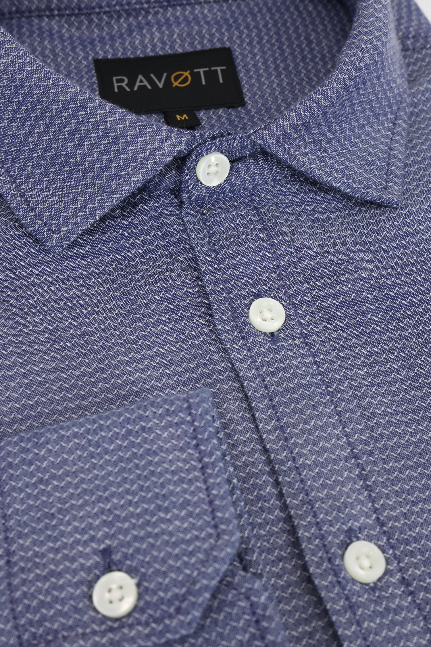 Chemise bleue à imprimé fin - Regular fit de Ravøtt pour Hommes