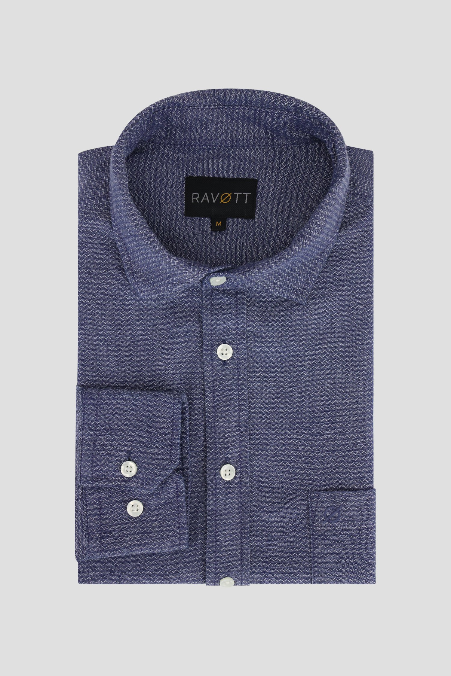 Chemise bleue à imprimé fin - Regular fit de Ravøtt pour Hommes