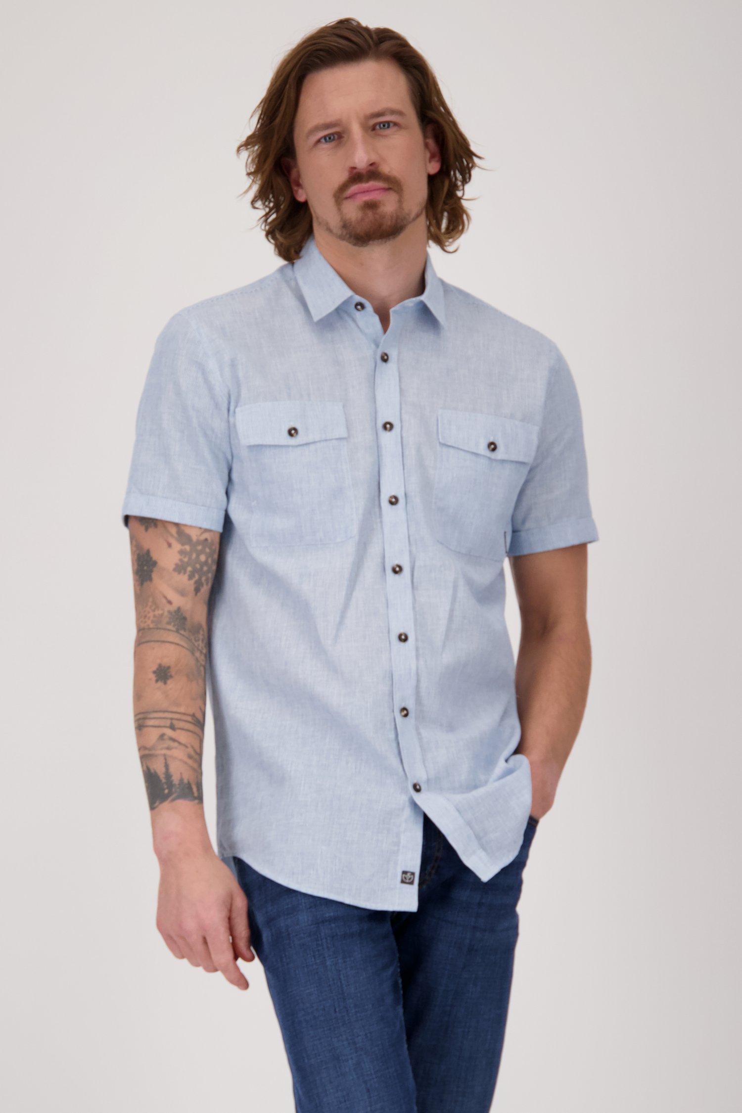 Chemise bleue à manches courtes - Regular fit de Bluefields pour Hommes