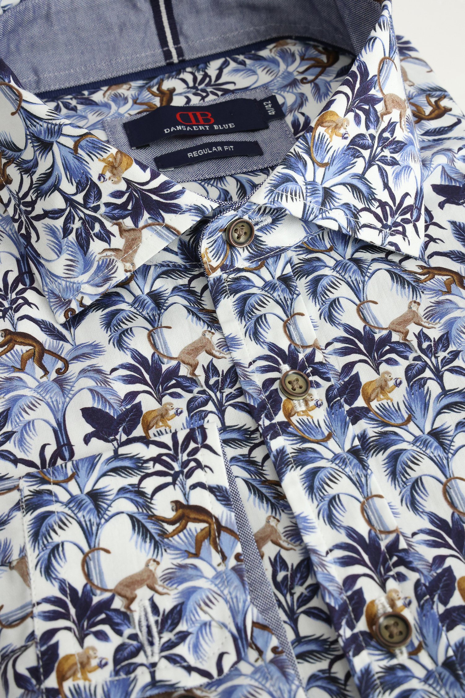 Photo produit 2 de Chemise bleue à motif feuillage – Regular fit de Dansaert Blue pour Hommes