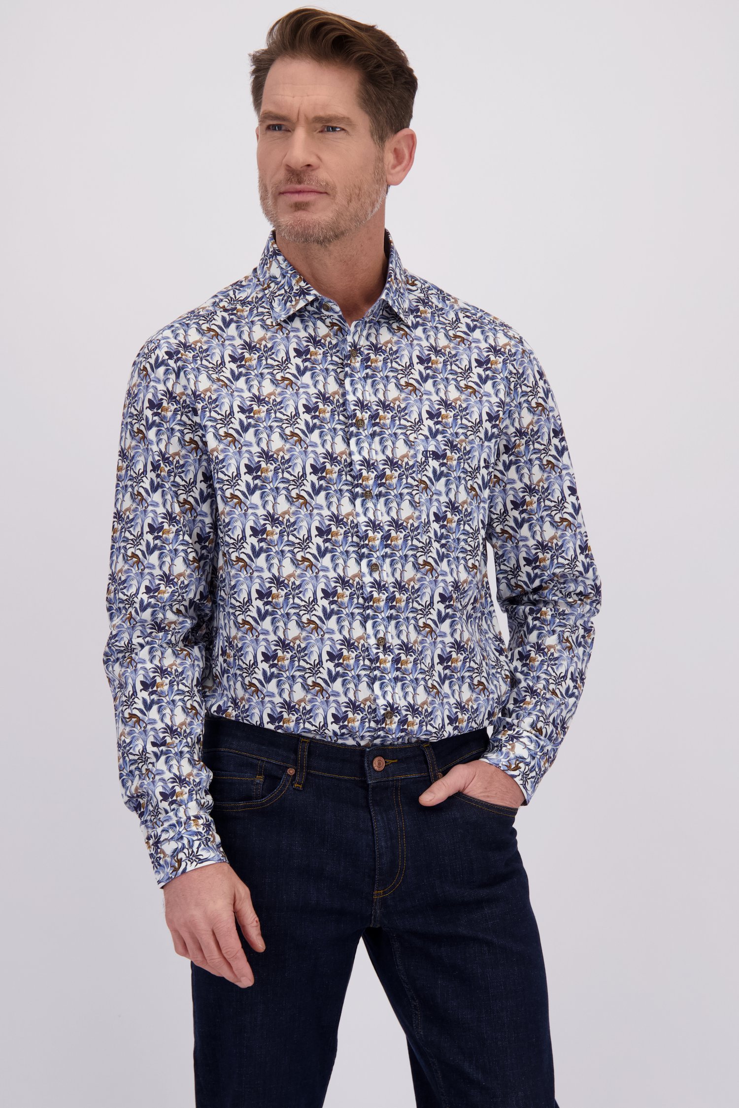 Le devant de Chemise bleue à motif feuillage – Regular fit de Dansaert Blue pour Hommes