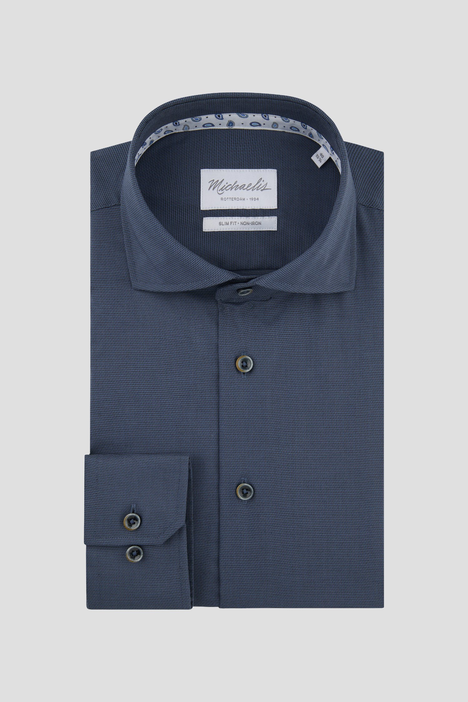 Photo produit 1 de Chemise bleue à motif fin – Slim fit de Michaelis pour Hommes