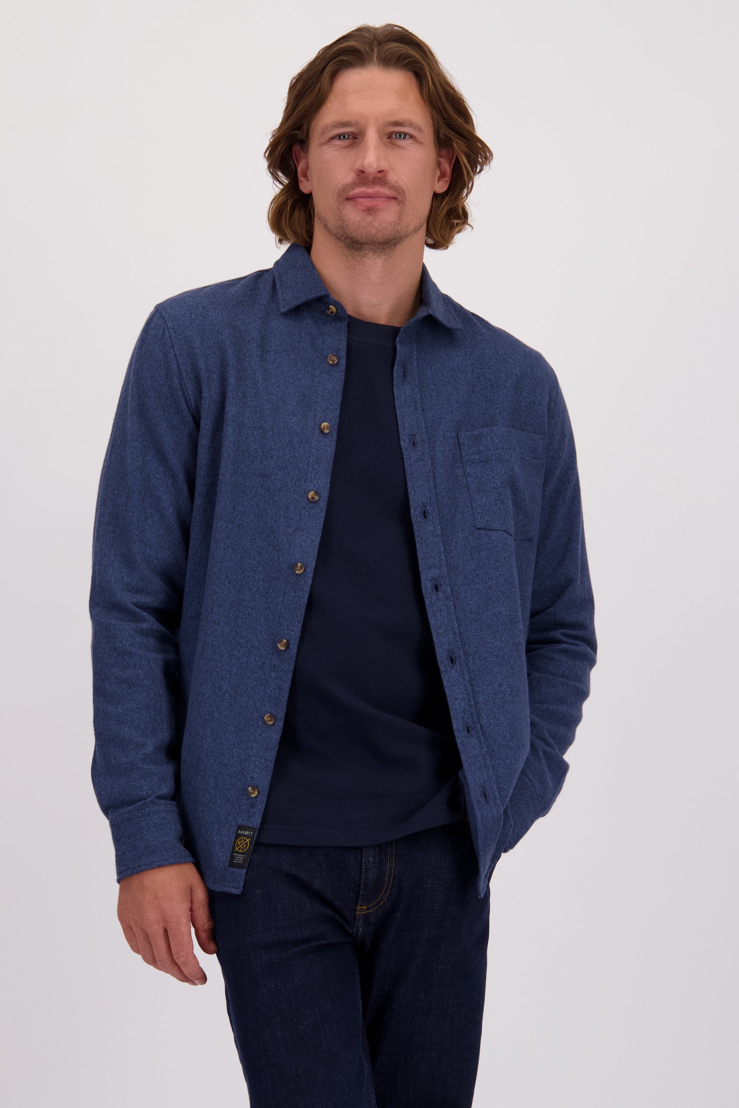 Le devant de Chemise bleue chinée – Regular fit  de Ravøtt pour Hommes