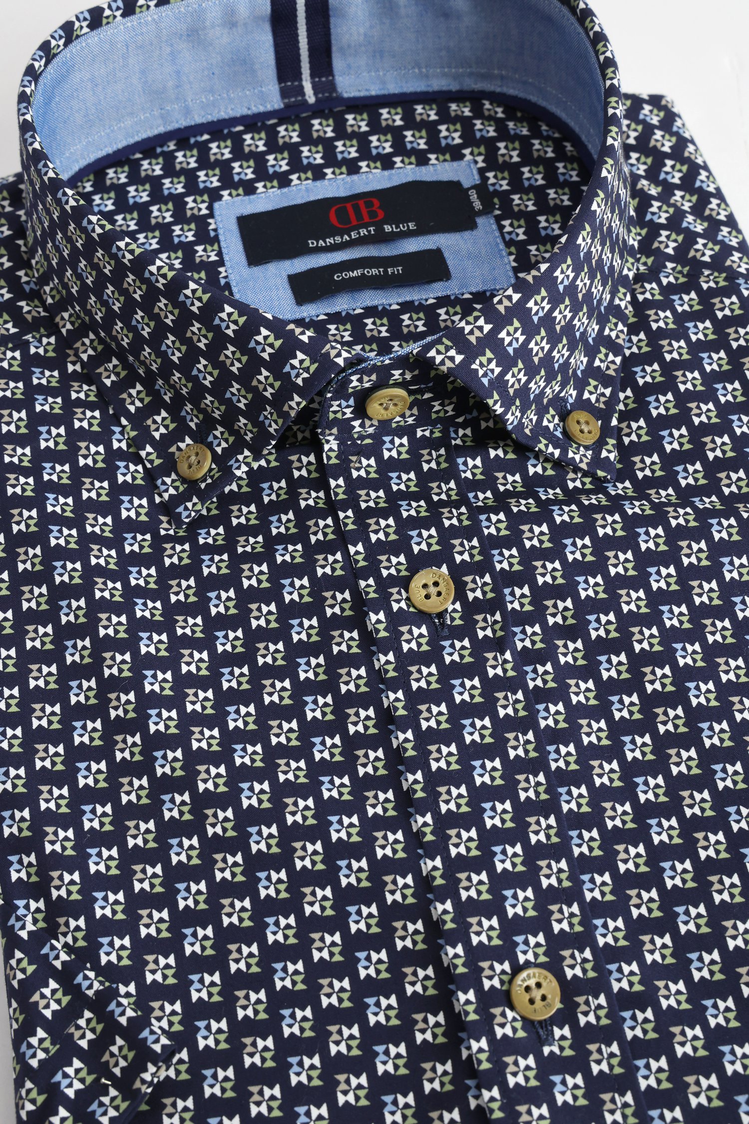 Photo produit 1 de Chemise bleue imprimée - Comfort fit de Dansaert Blue pour Hommes