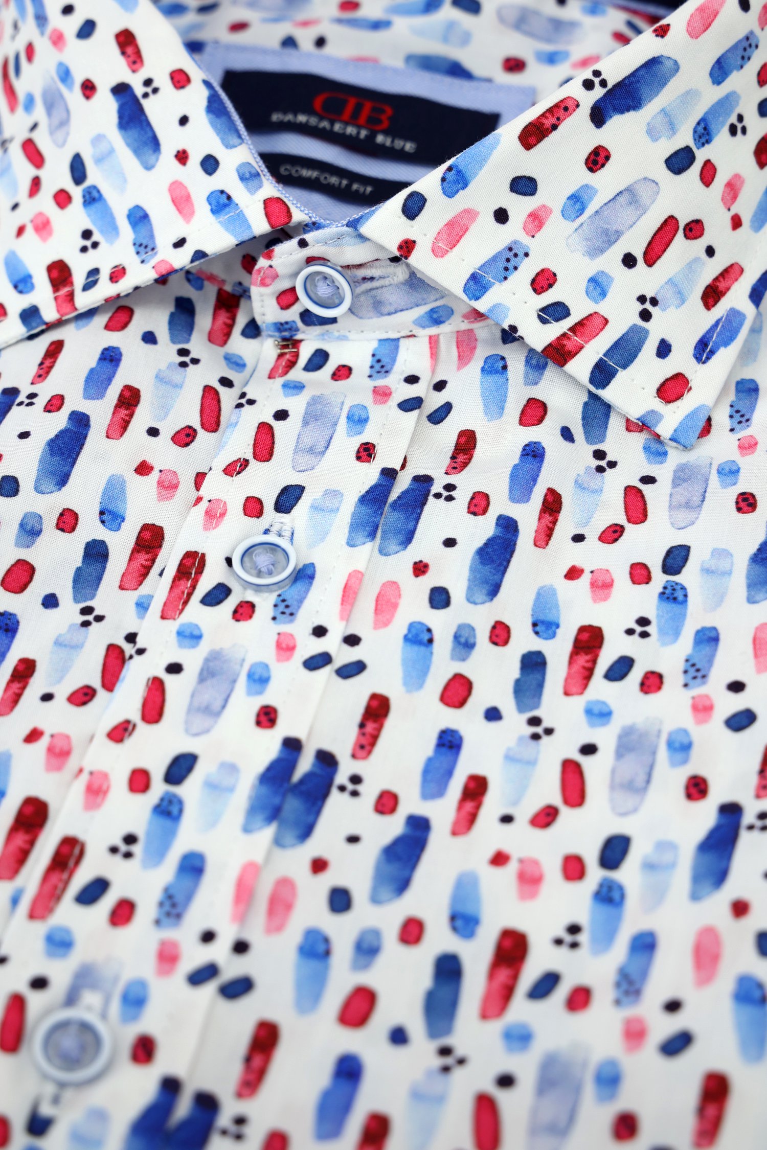 Chemise écrue à imprimé bleu-rouge - comfort fit de Dansaert Blue pour Hommes