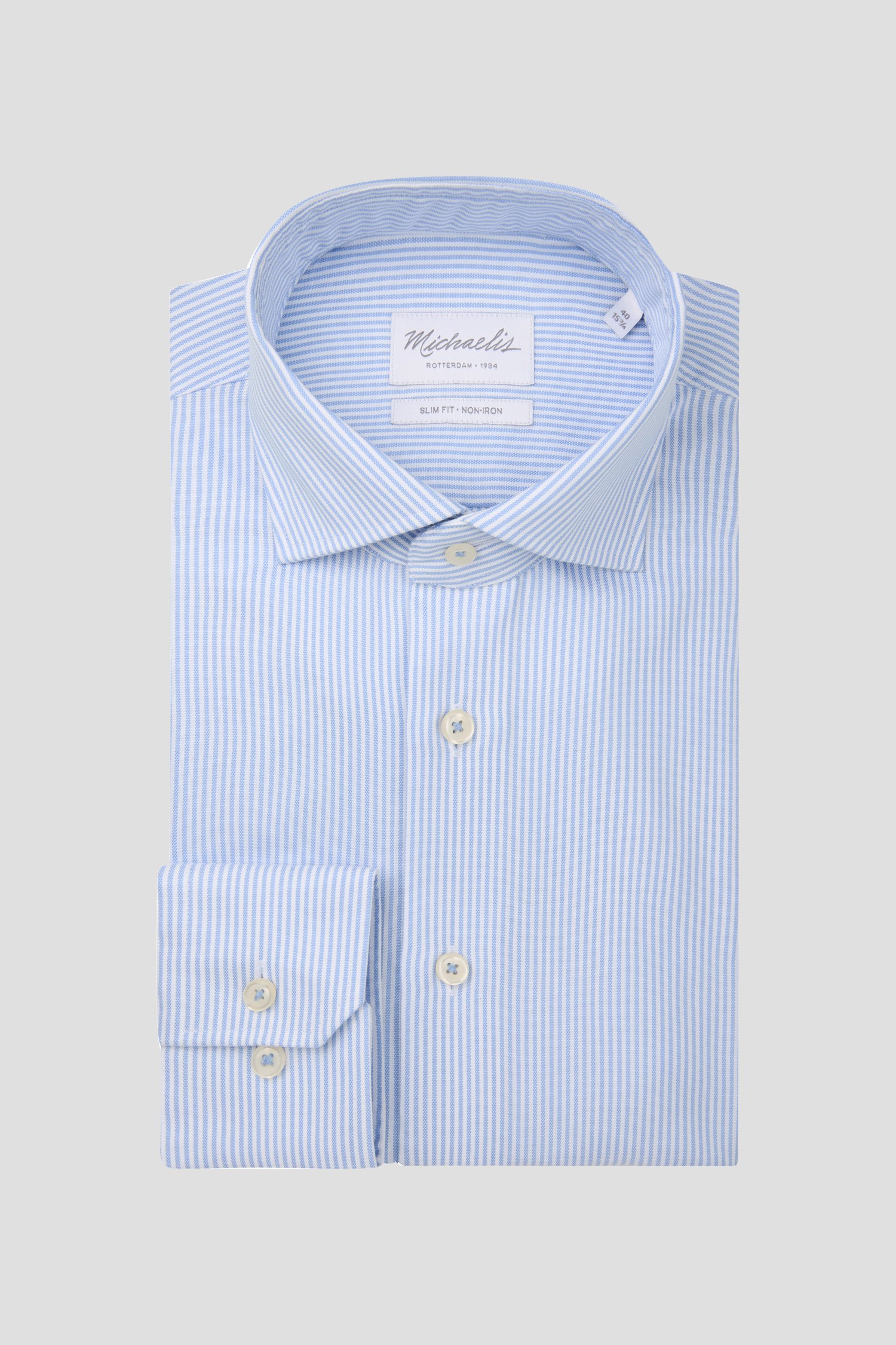 Chemise écrue avec motif rayé bleu - Slim fit de Michaelis pour Hommes