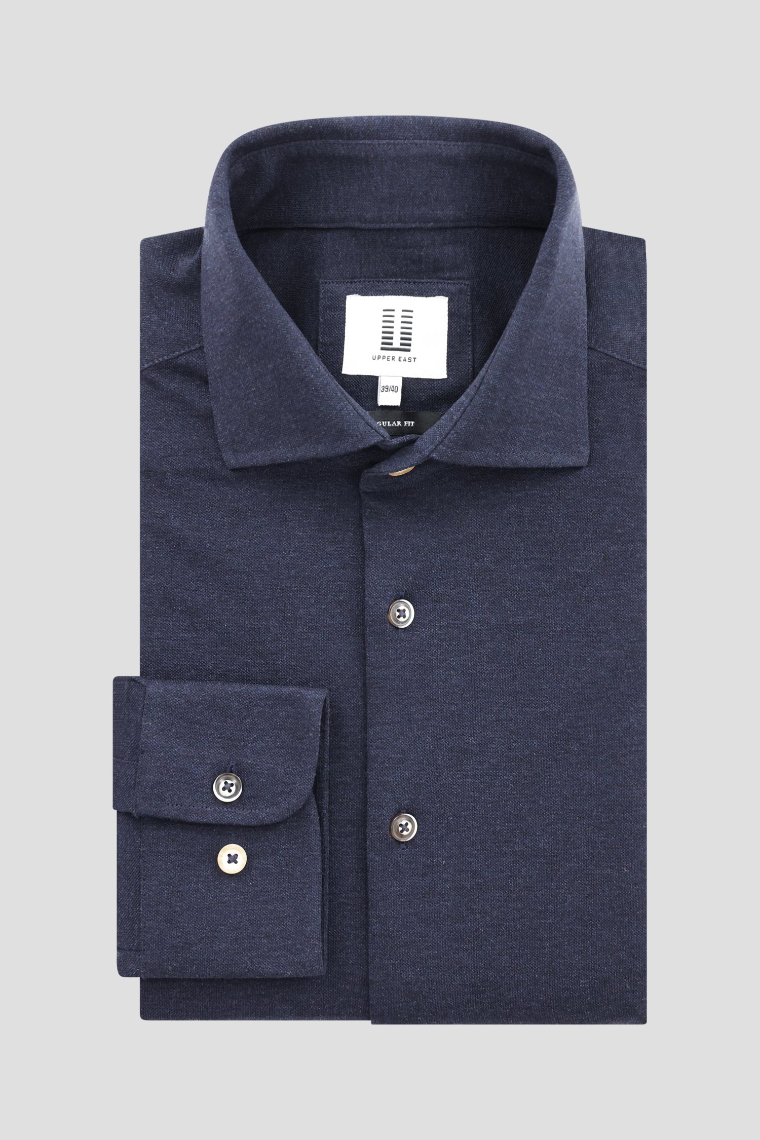 Photo produit 1 de Chemise en coton bleu foncé - Regular fit	 de Upper East pour Hommes