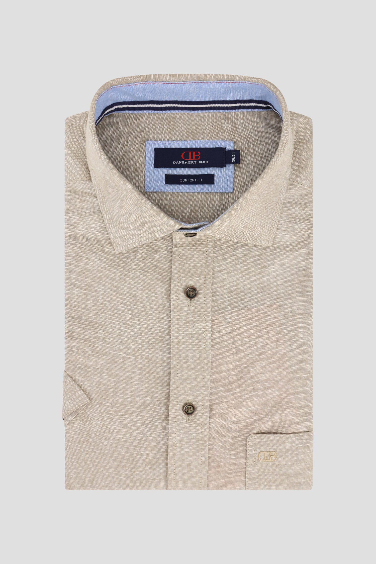 Chemise en lin beige clair chiné - Comfort fit de Dansaert Blue pour Hommes