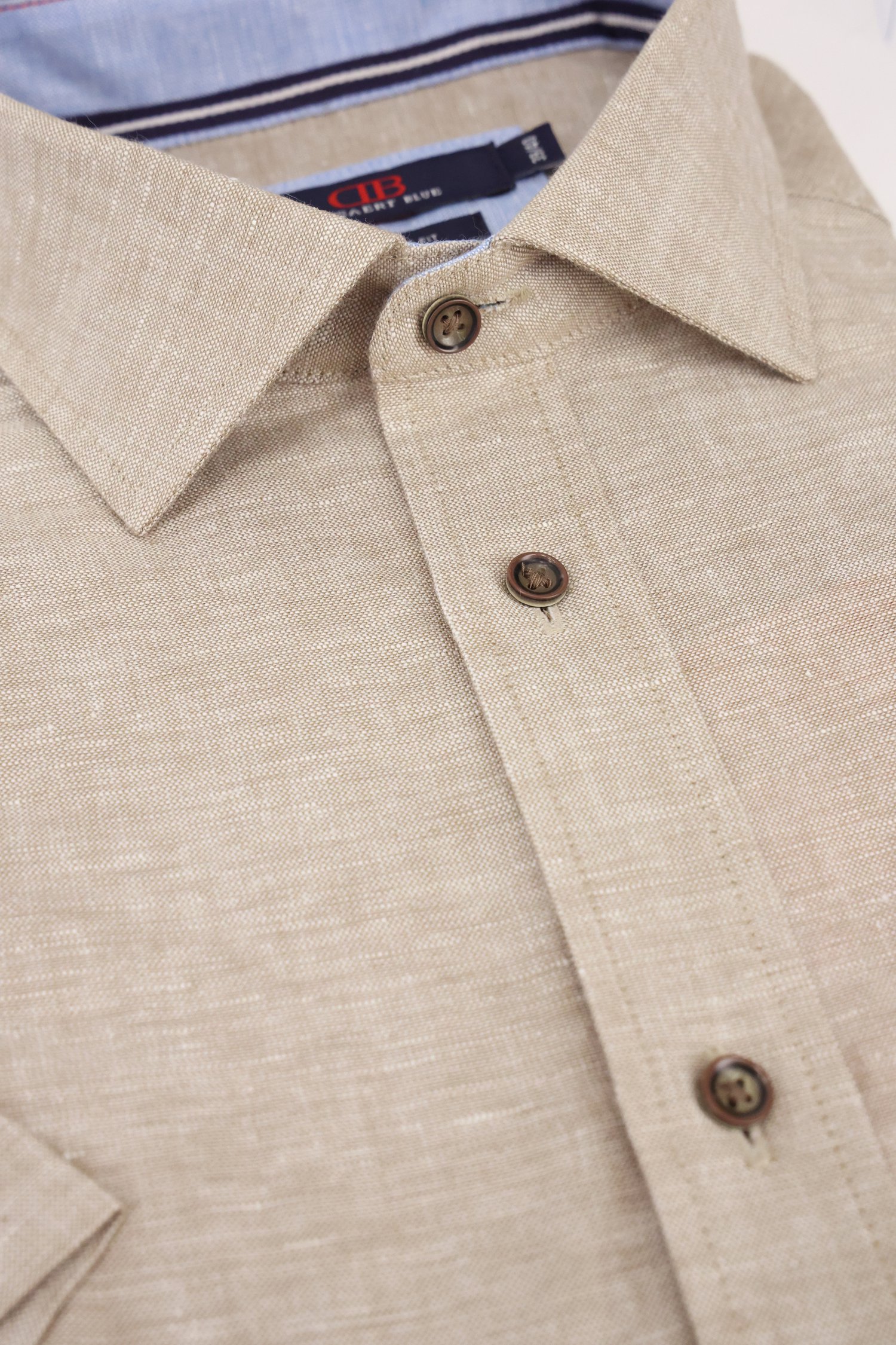 Chemise en lin beige clair chiné - Comfort fit de Dansaert Blue pour Hommes