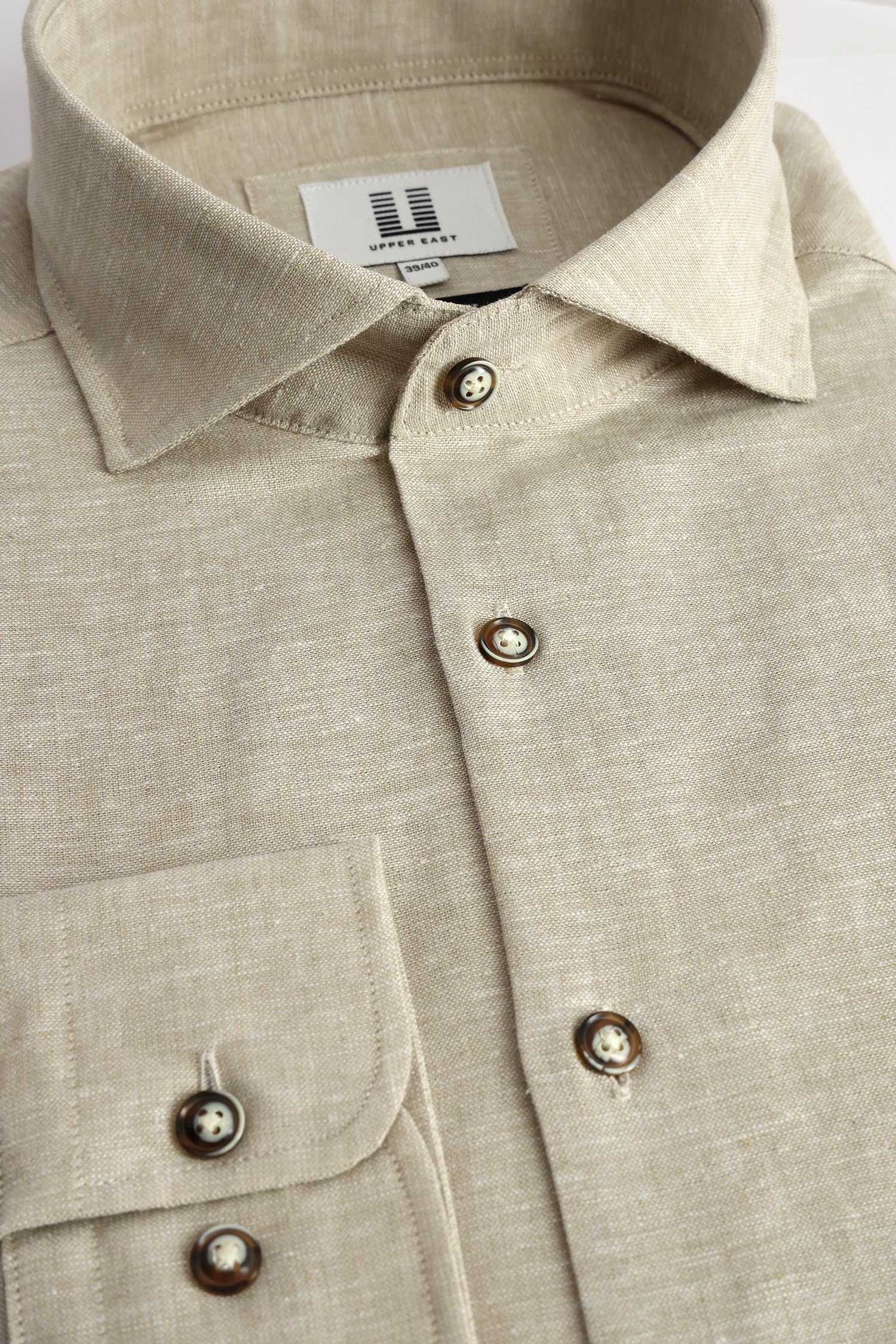Photo produit 2 de Chemise en lin beige clair de Upper East pour Hommes