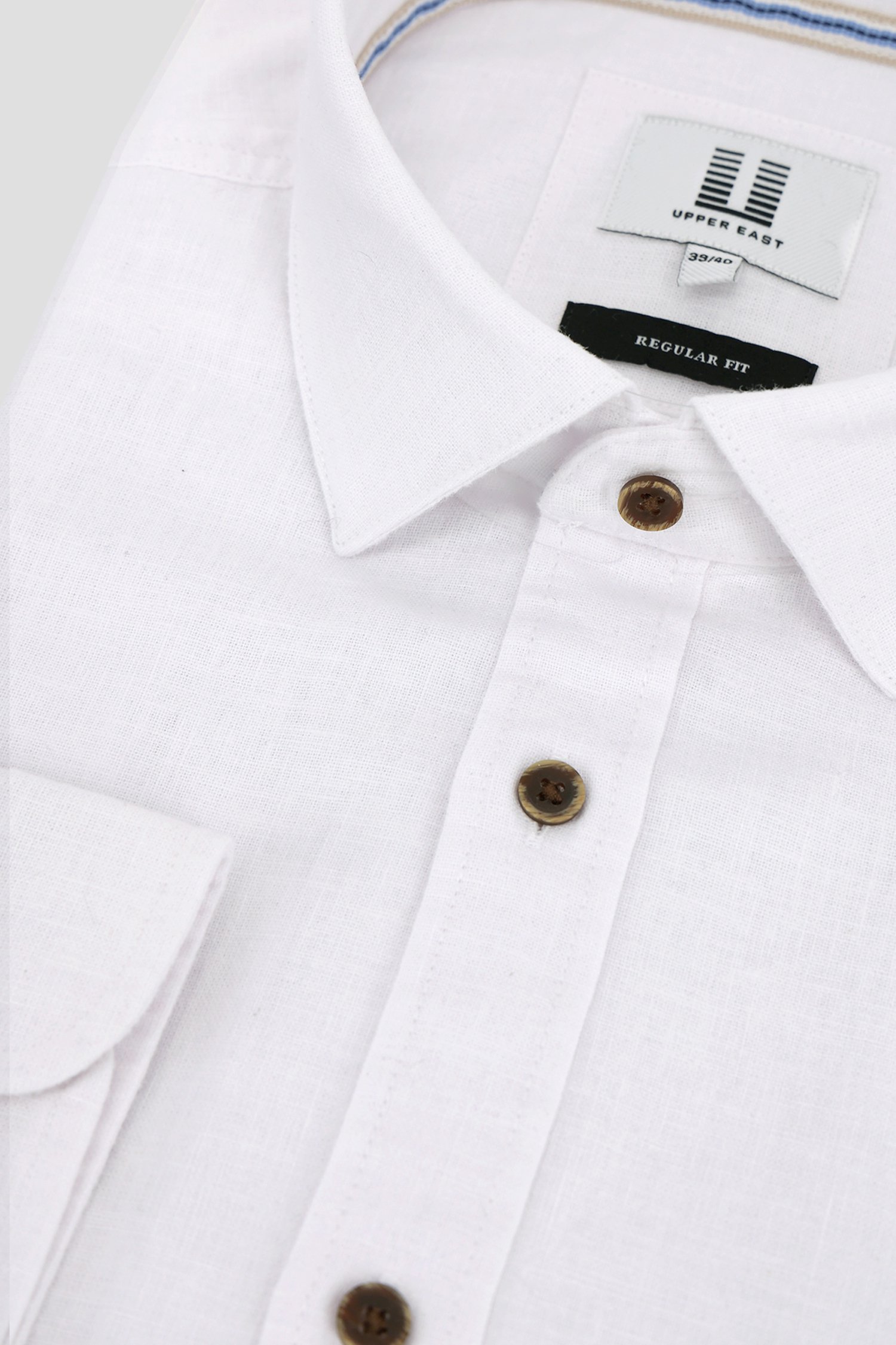 Chemise en lin blanc - Regular fit de Upper East pour Hommes