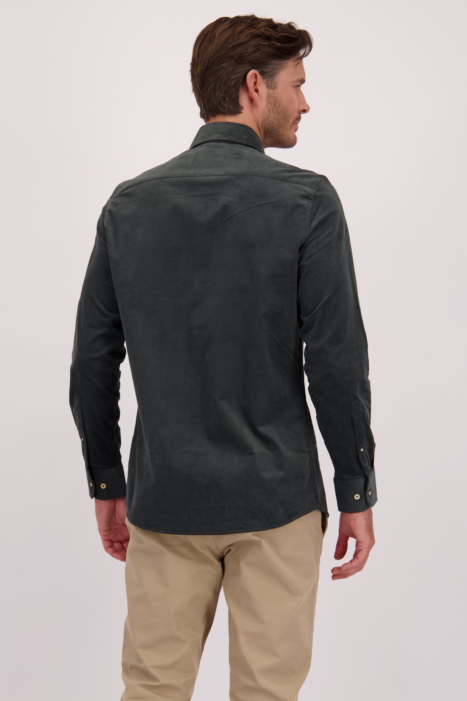Le dos de Chemise en velours côtelé vert foncé - Regular fit de Upper East pour Hommes