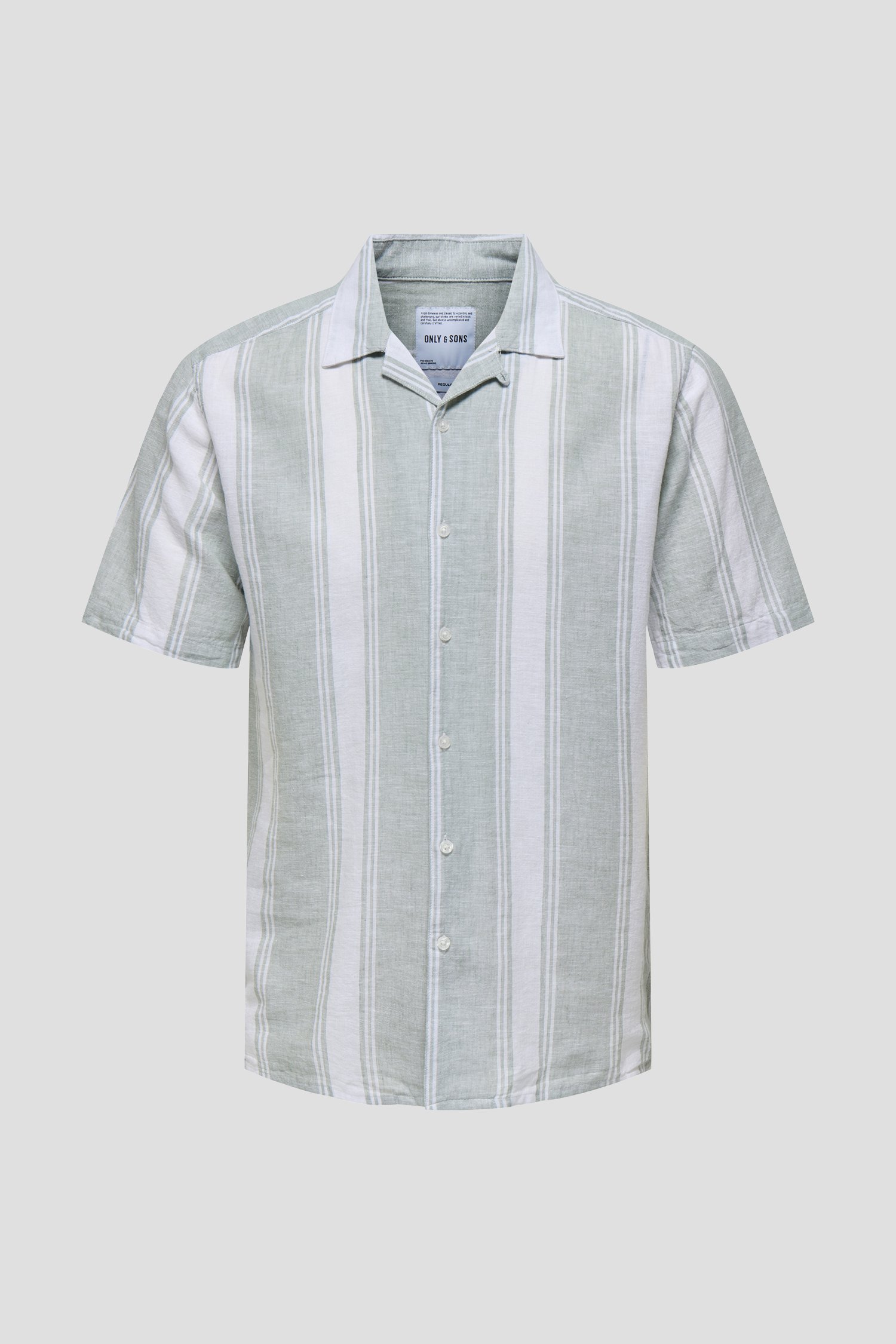 Chemise gris-vert à motif rayé écru de ONLY & SONS pour Hommes
