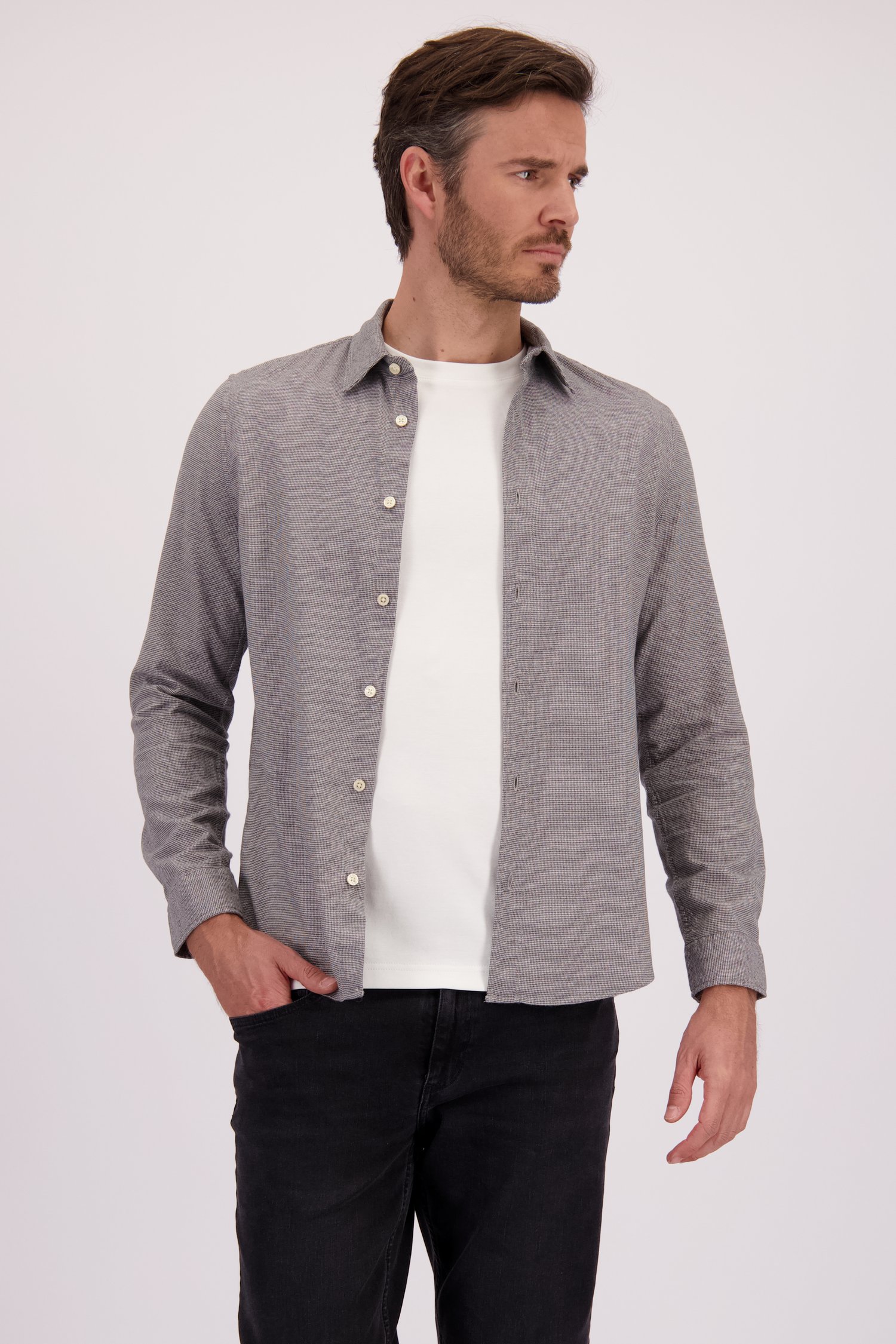 Le devant de Chemise grise chinée – Coupe droite de Marc O'Polo pour Hommes