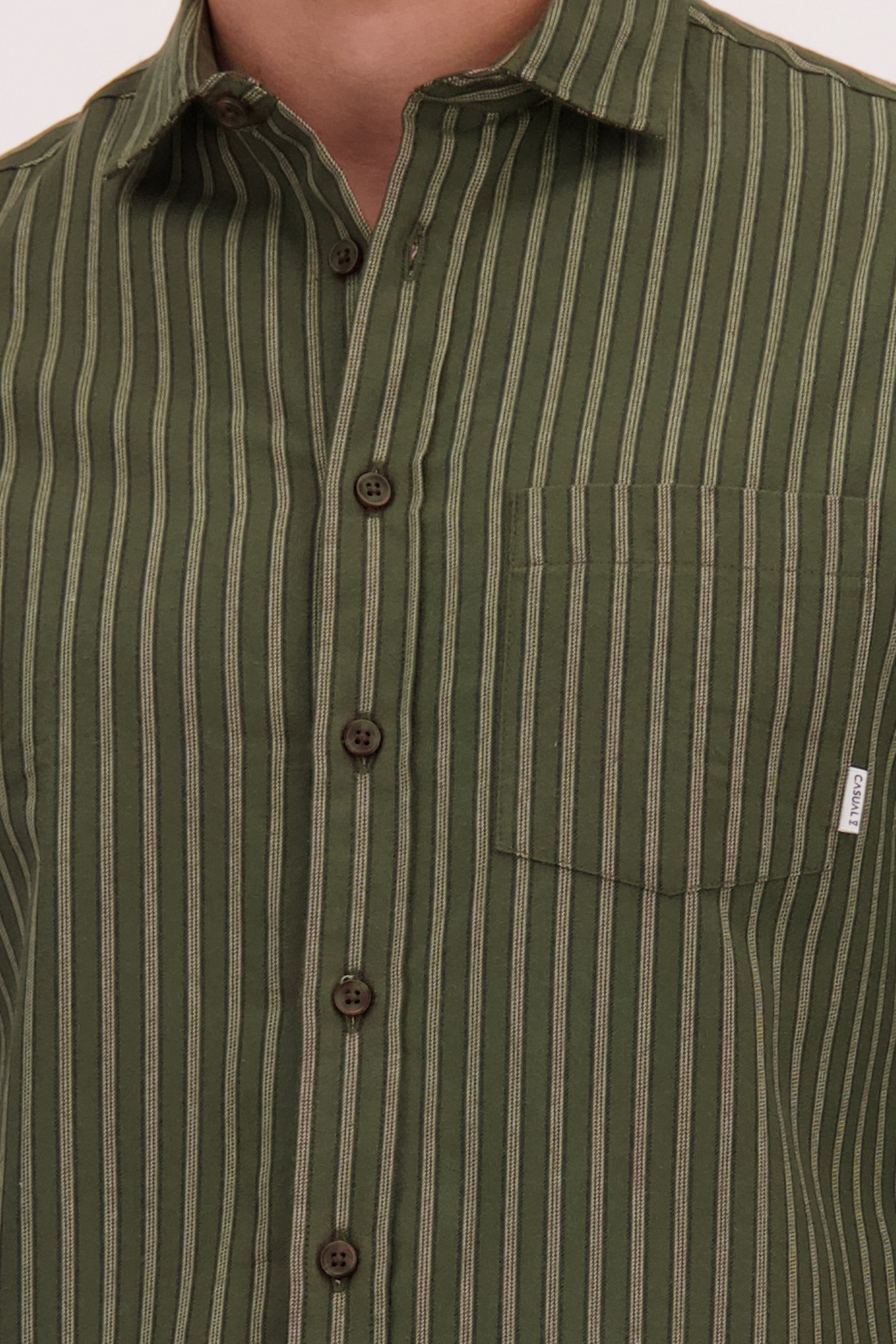 Détail de Chemise kaki à rayures - Regular fit de Casual Five pour Hommes