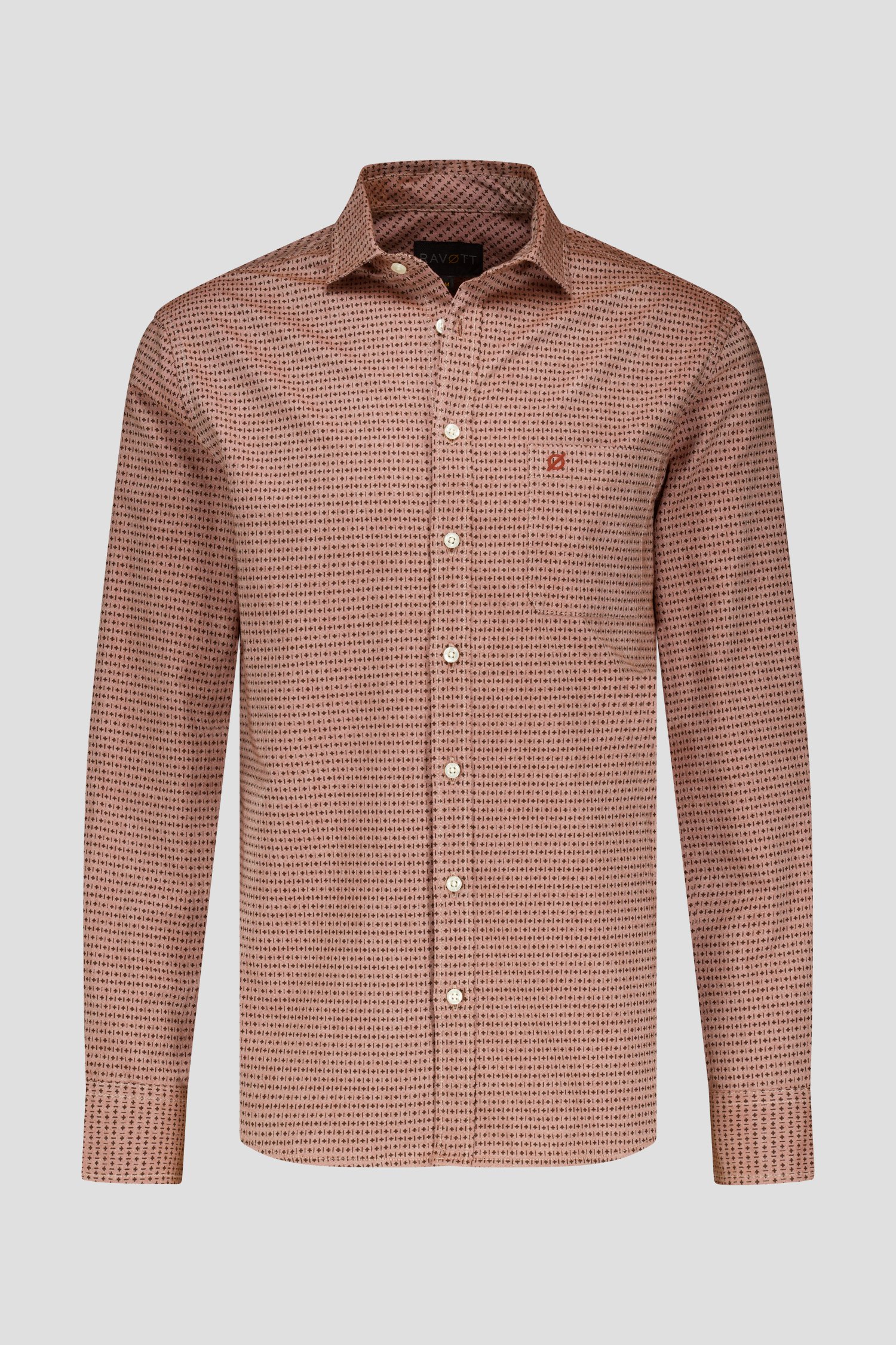 Chemise marron orange à imprimé fin - Regular fit de Ravøtt pour Hommes
