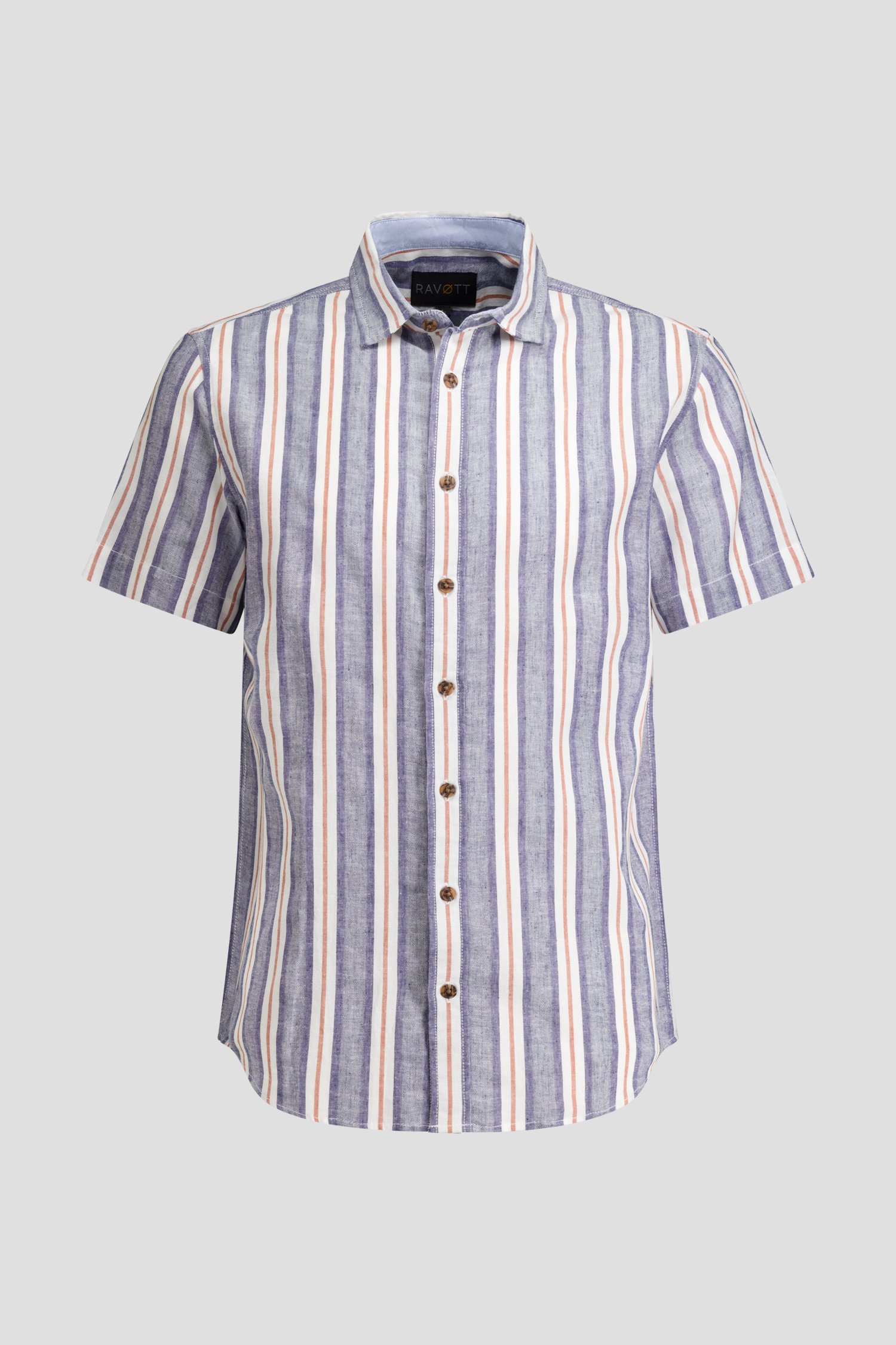 Photo produit 1 de Chemise rayée à manches courtes - Coupe regular de Ravøtt pour Hommes