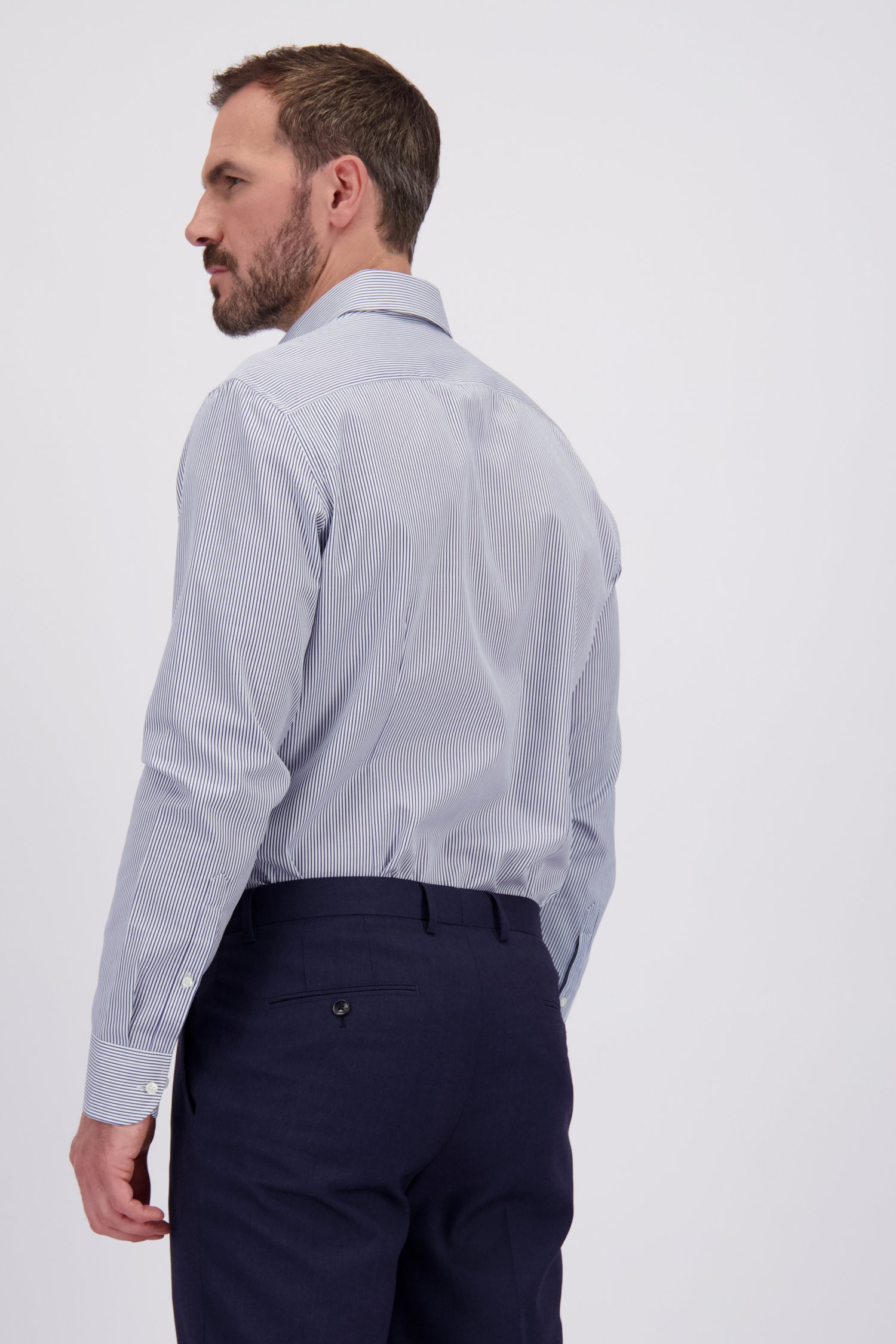 Le dos de Chemise rayée blanc et bleu – Regular fit de Dansaert Black Premium pour Hommes