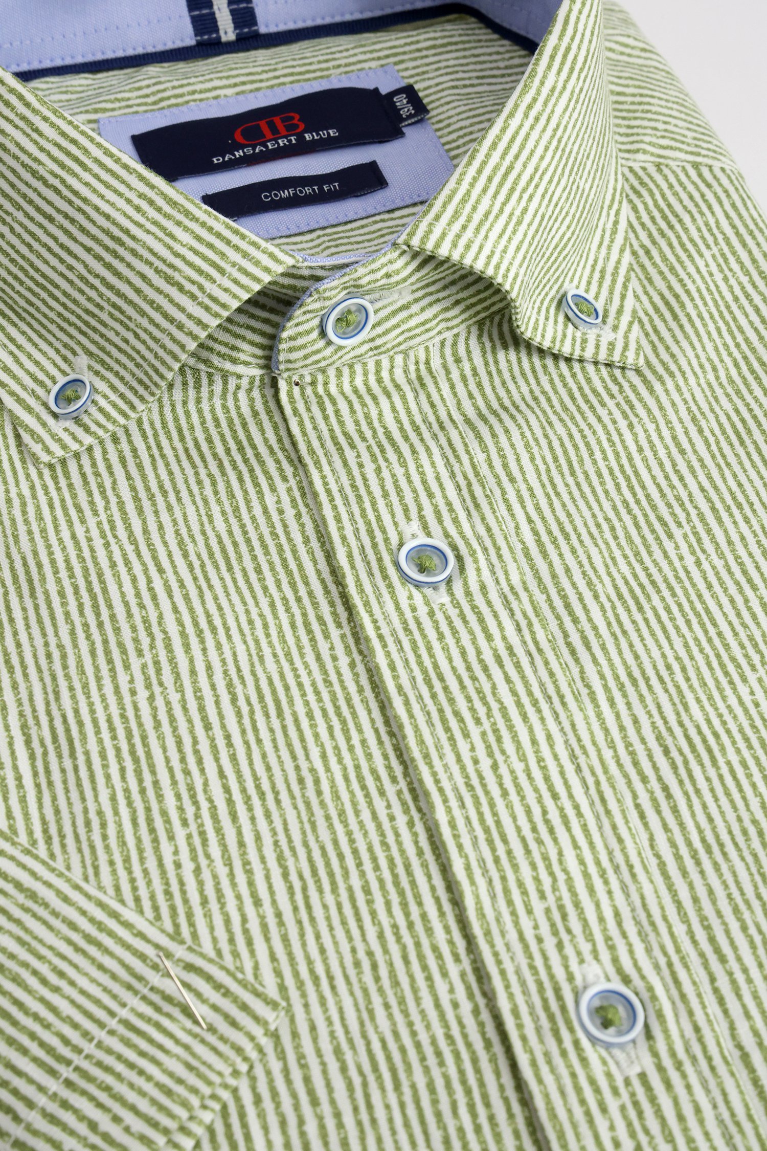 Photo produit 1 de Chemise rayée blanc-vert - Comfort fit de Dansaert Blue pour Hommes