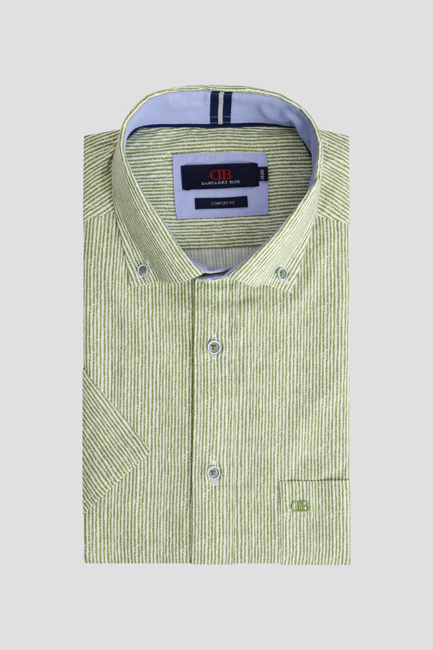 Le devant de Chemise rayée blanc-vert - Comfort fit de Dansaert Blue pour Hommes
