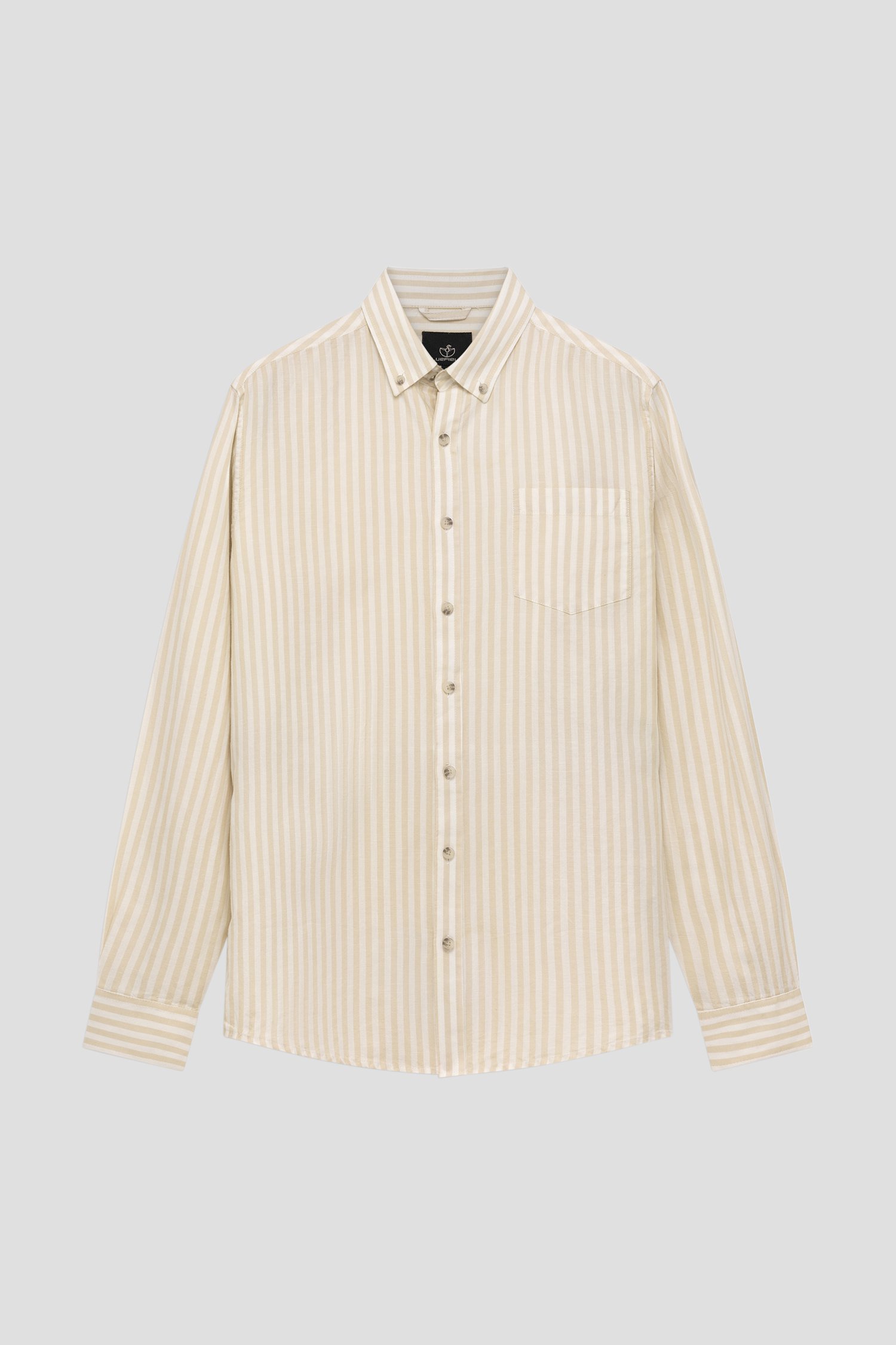 Photo produit 1 de Chemise rayée écru et beige - Regular fit de Bluefields pour Hommes