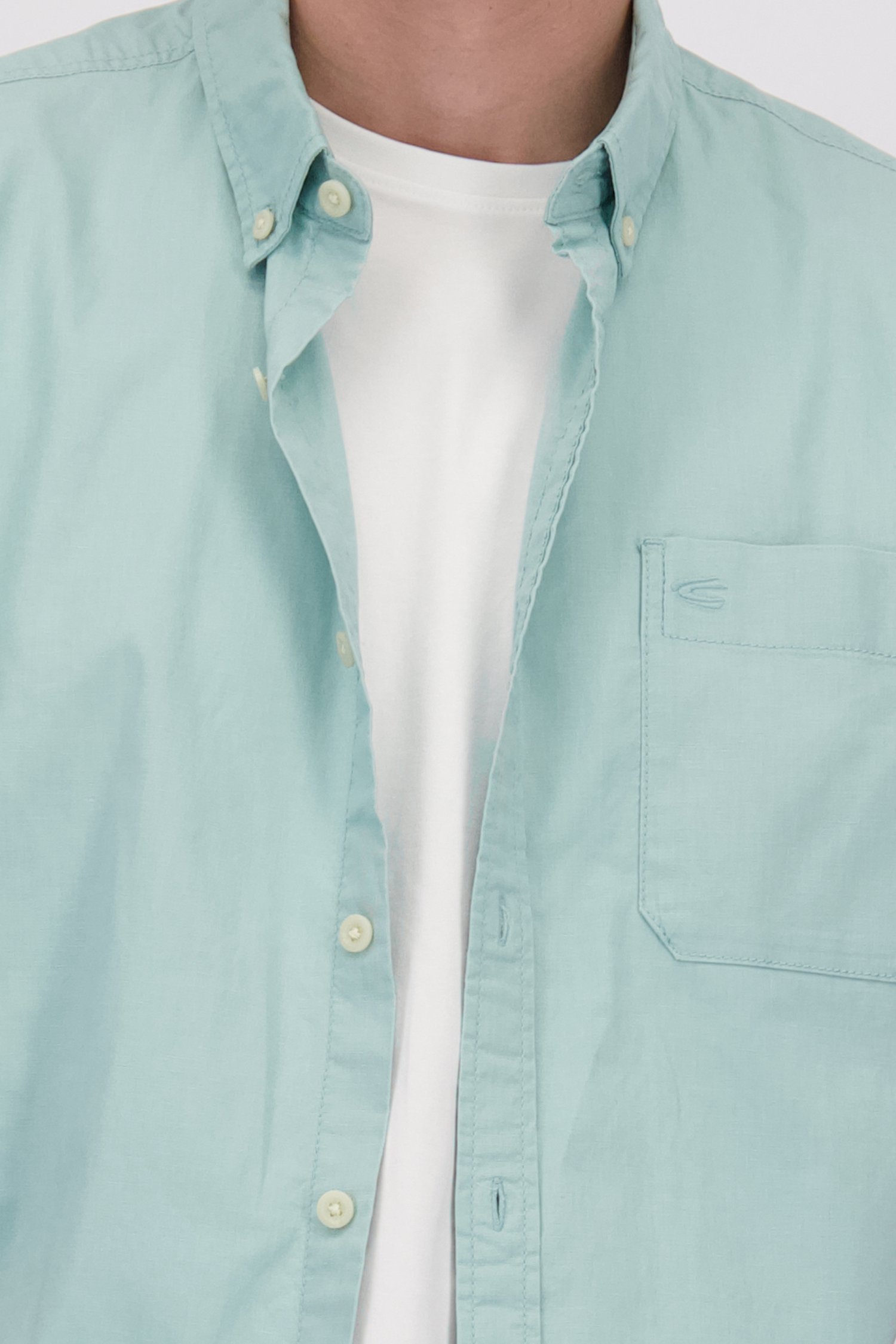 Détail de Chemise turquoise en lin – Regular fit de Camel active pour Hommes
