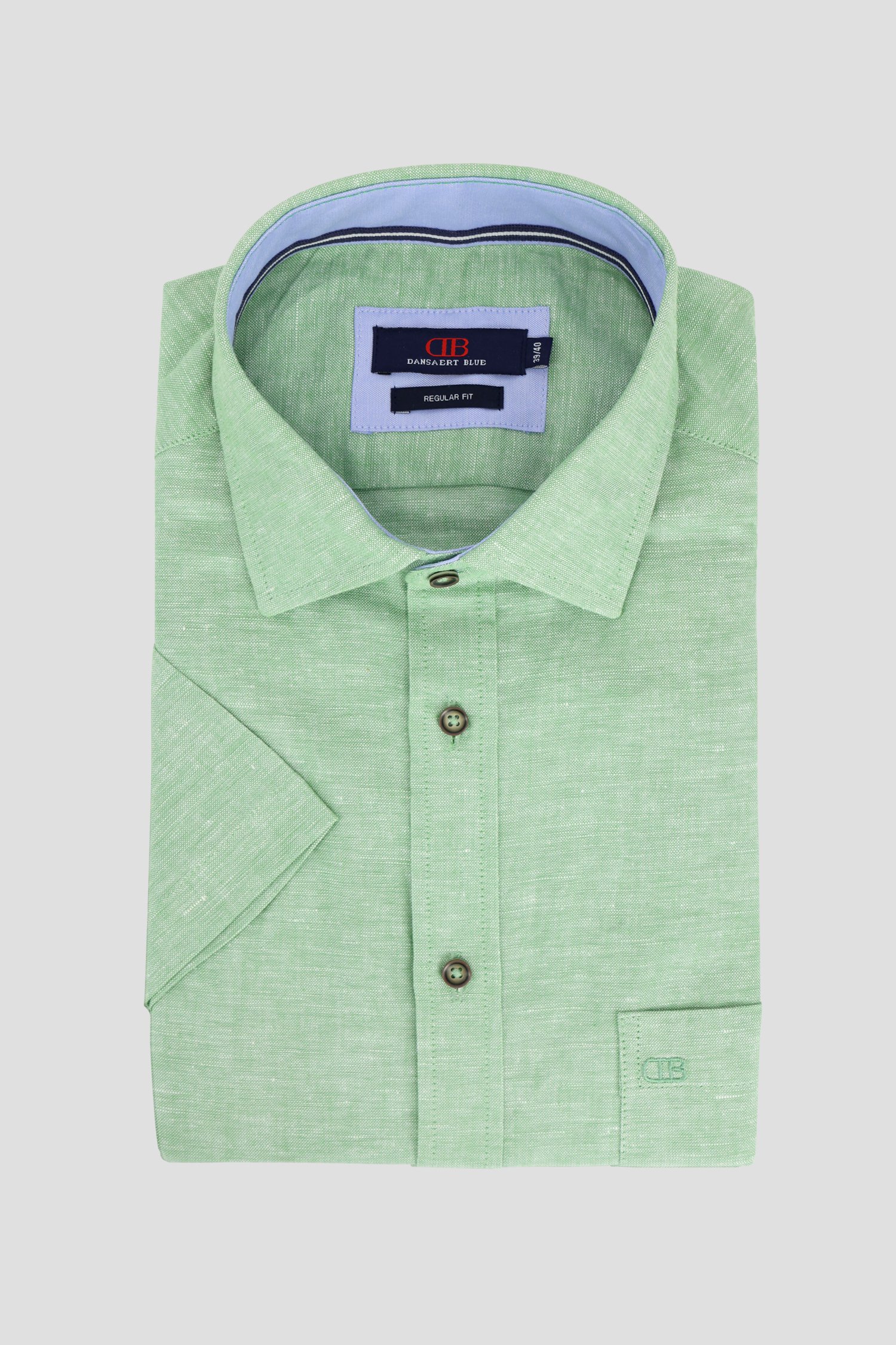 Photo produit 1 de Chemise vert chiné à manches courtes – Regular fit de Dansaert Blue pour Hommes