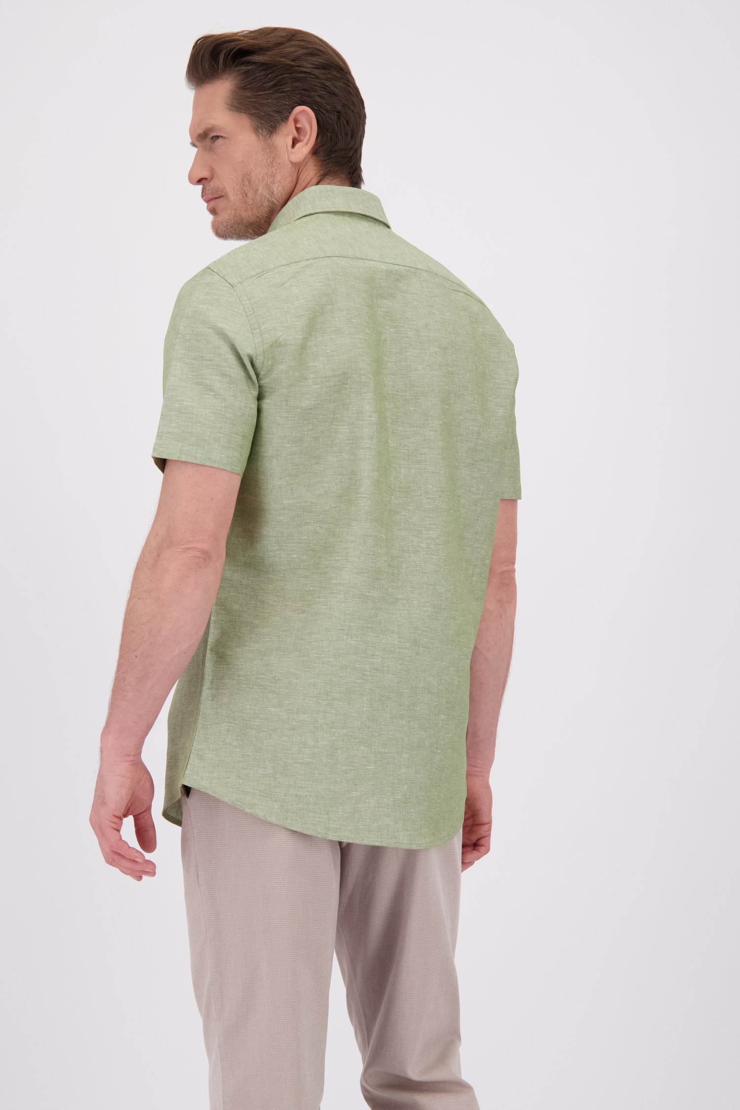 Le dos de Chemise vert clair à manches courtes - Regular fit de Dansaert Blue pour Hommes