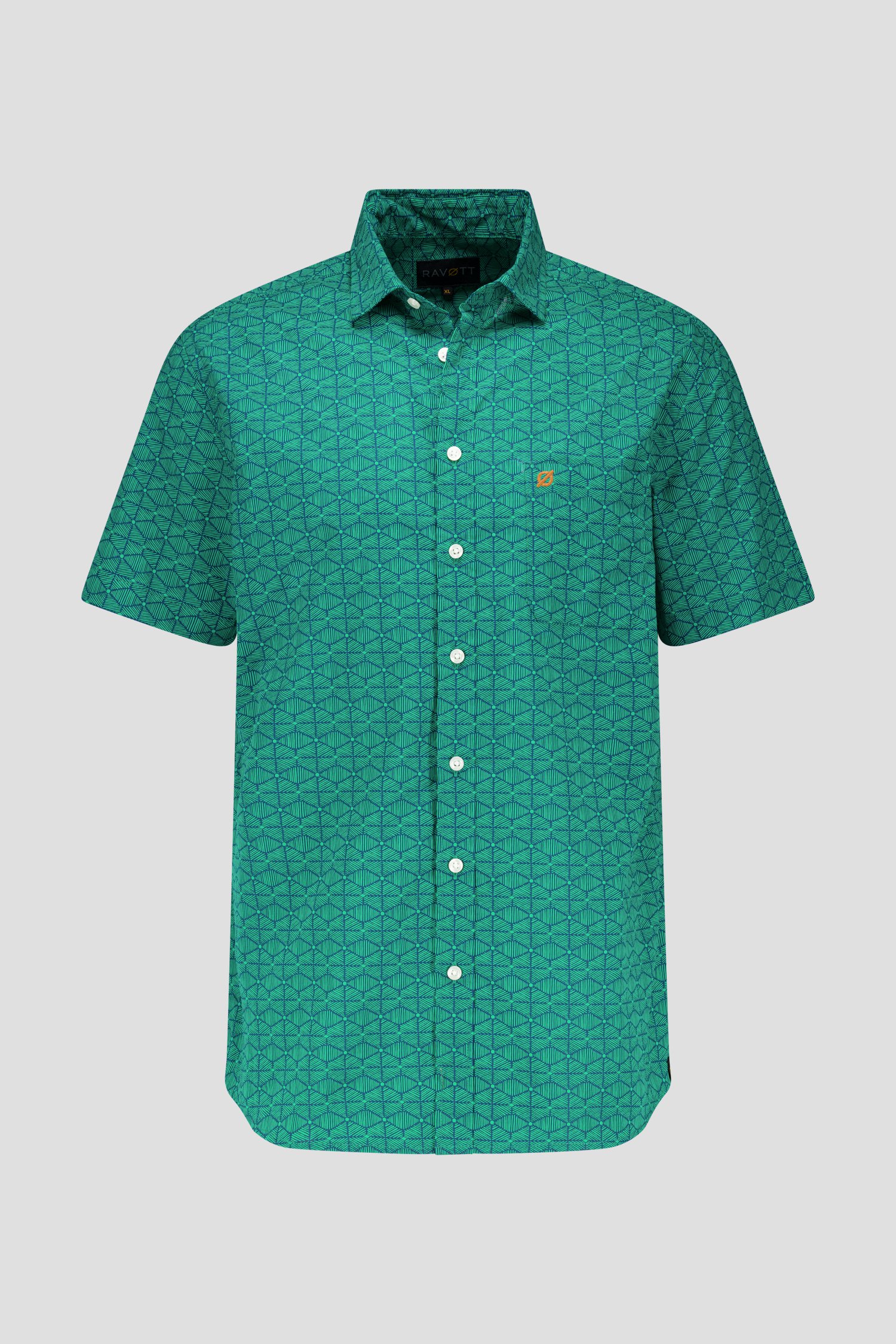 Chemise verte à manches courtes - Regular fit de Ravøtt pour Hommes