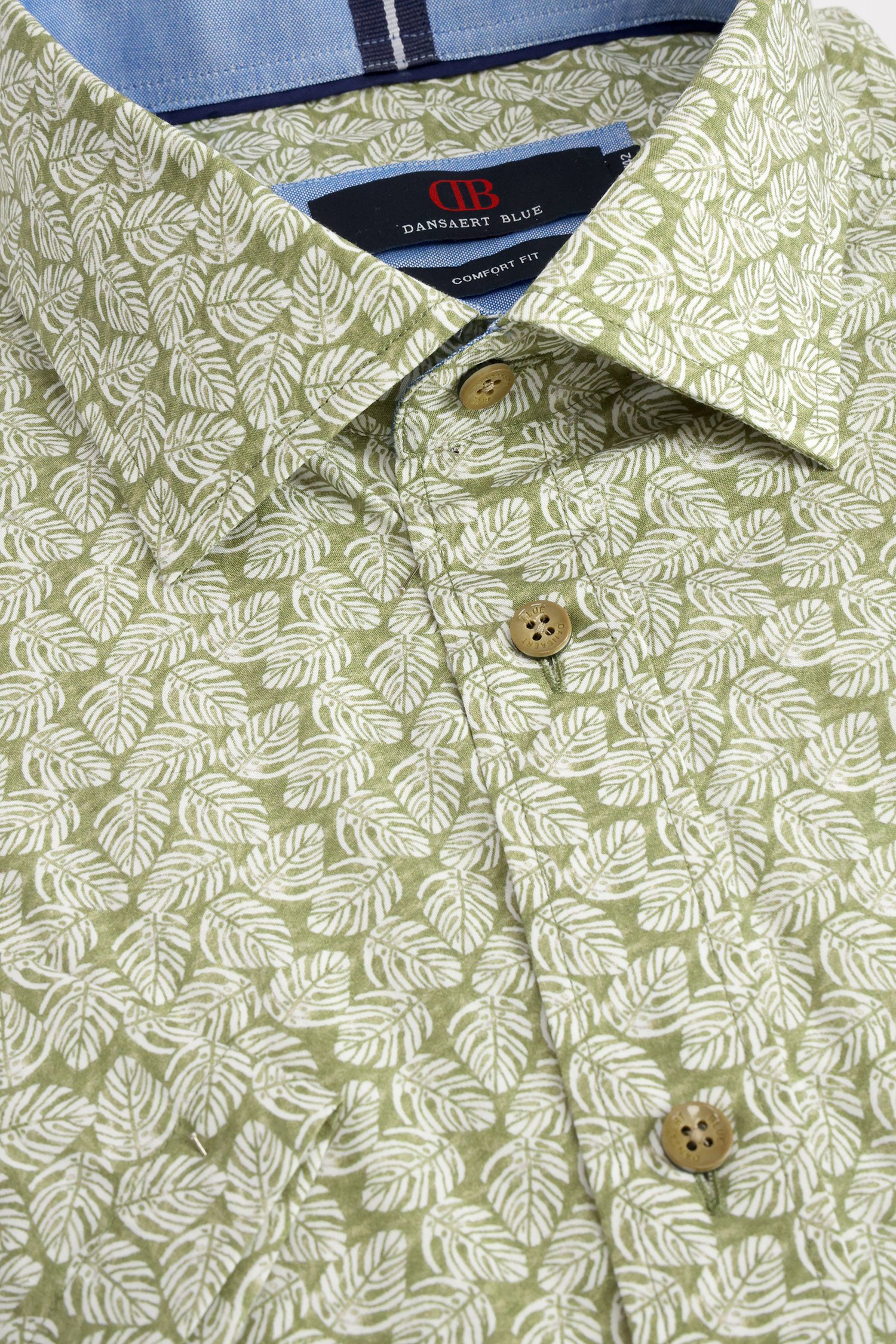 Photo produit 1 de Chemise verte à motif blanc - Comfort fit de Dansaert Blue pour Hommes