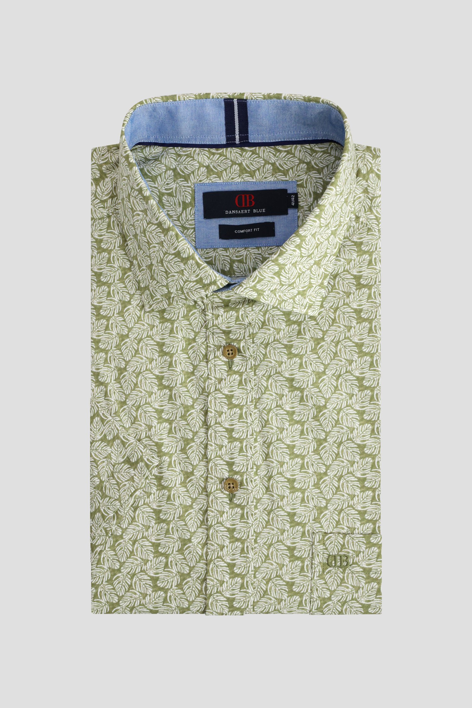 Le devant de Chemise verte à motif blanc - Comfort fit de Dansaert Blue pour Hommes