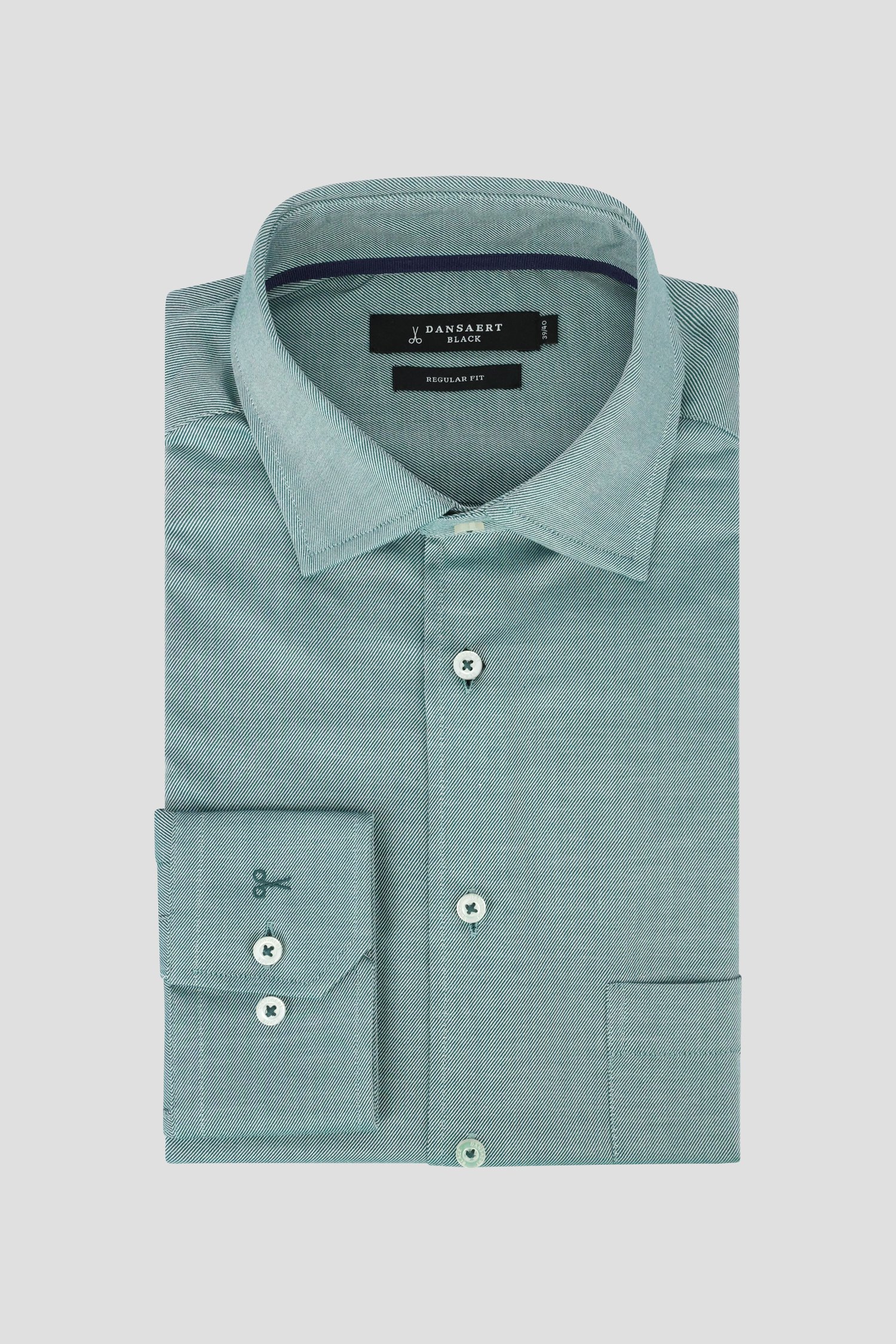 Photo produit 1 de Chemise verte à motif diagonal – Regular fit de Dansaert Black pour Hommes