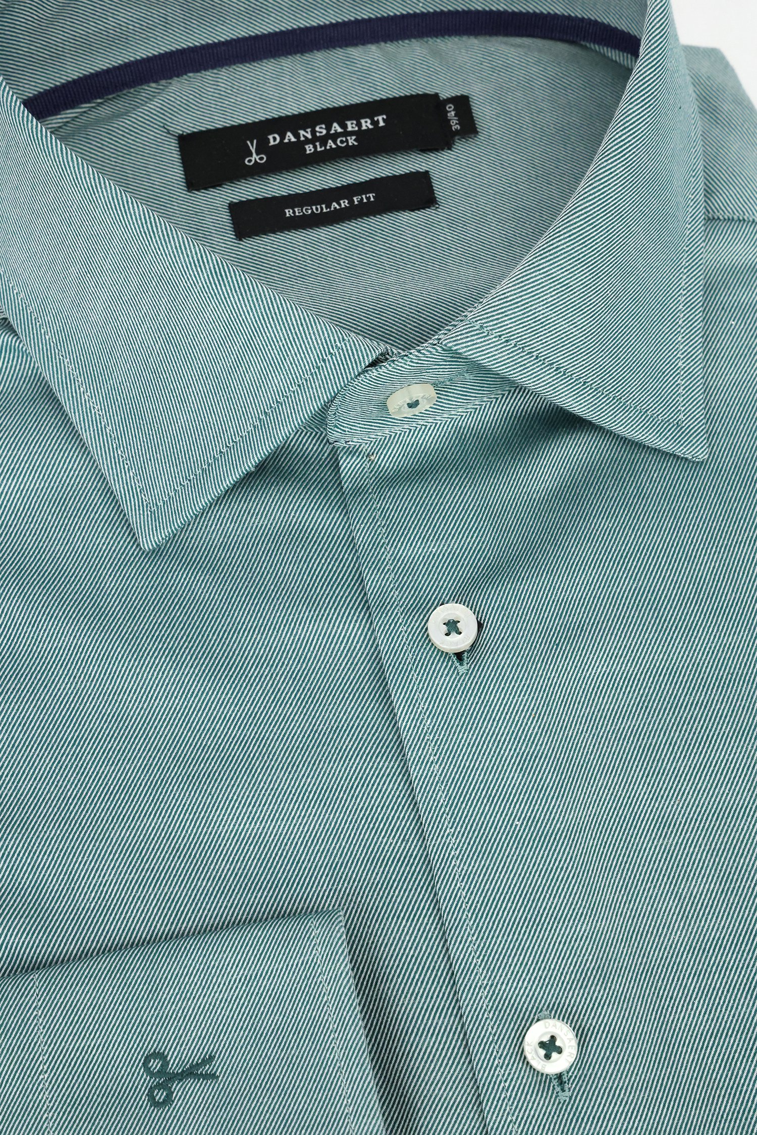 Photo produit 2 de Chemise verte à motif diagonal – Regular fit de Dansaert Black pour Hommes