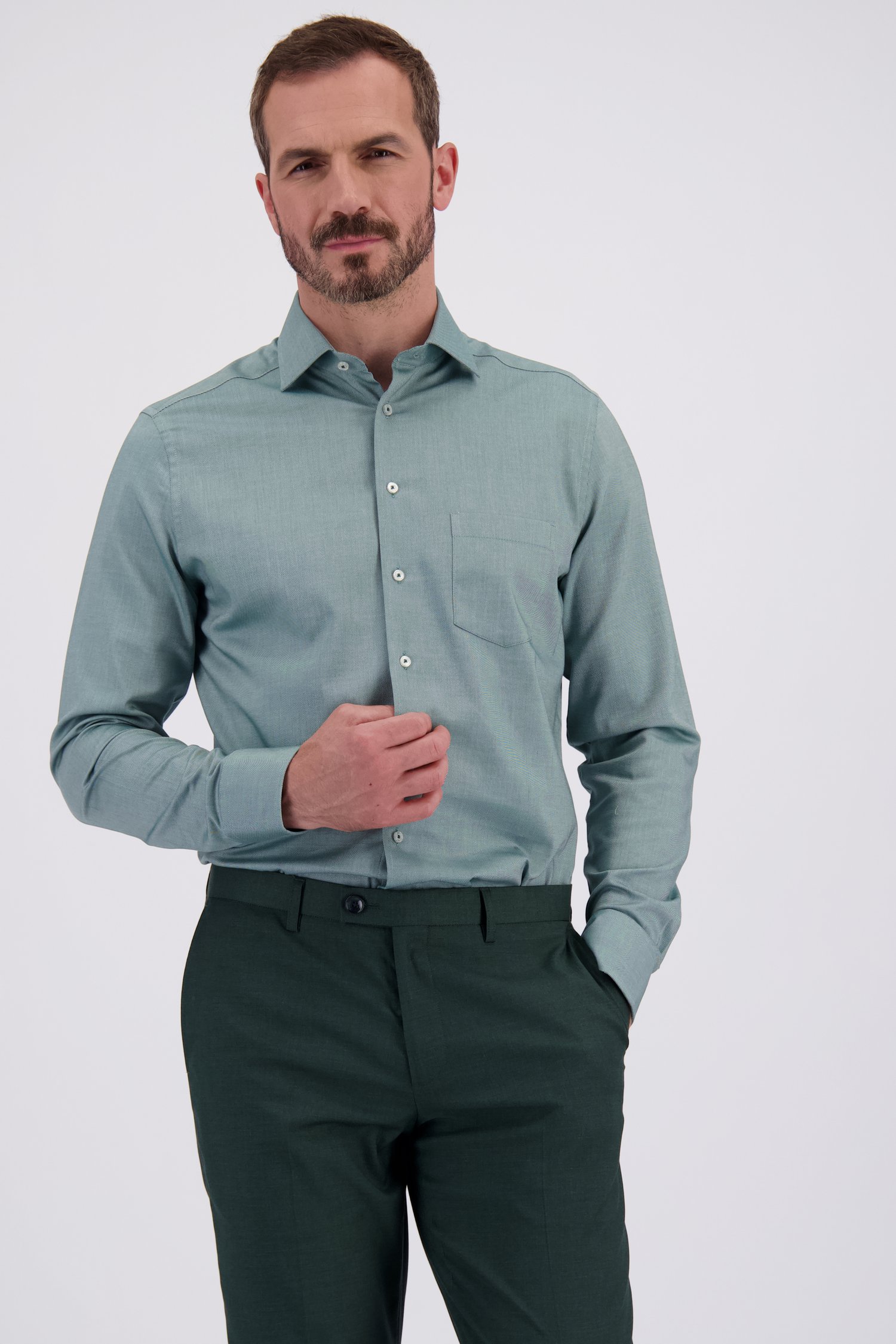 Le devant de Chemise verte à motif diagonal – Regular fit de Dansaert Black pour Hommes