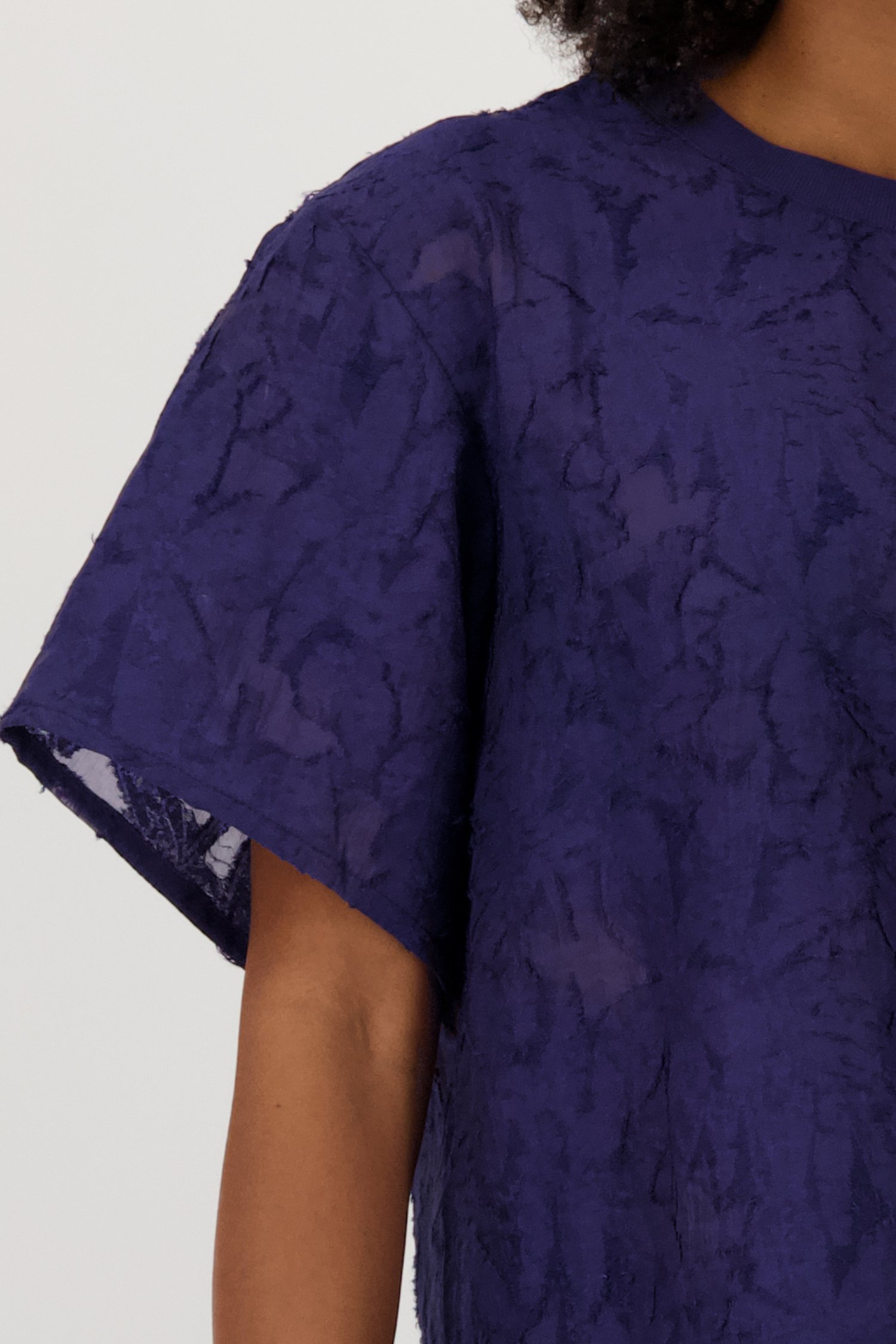 Chemisier bleu foncé en dentelle transparente de Louise pour Femmes