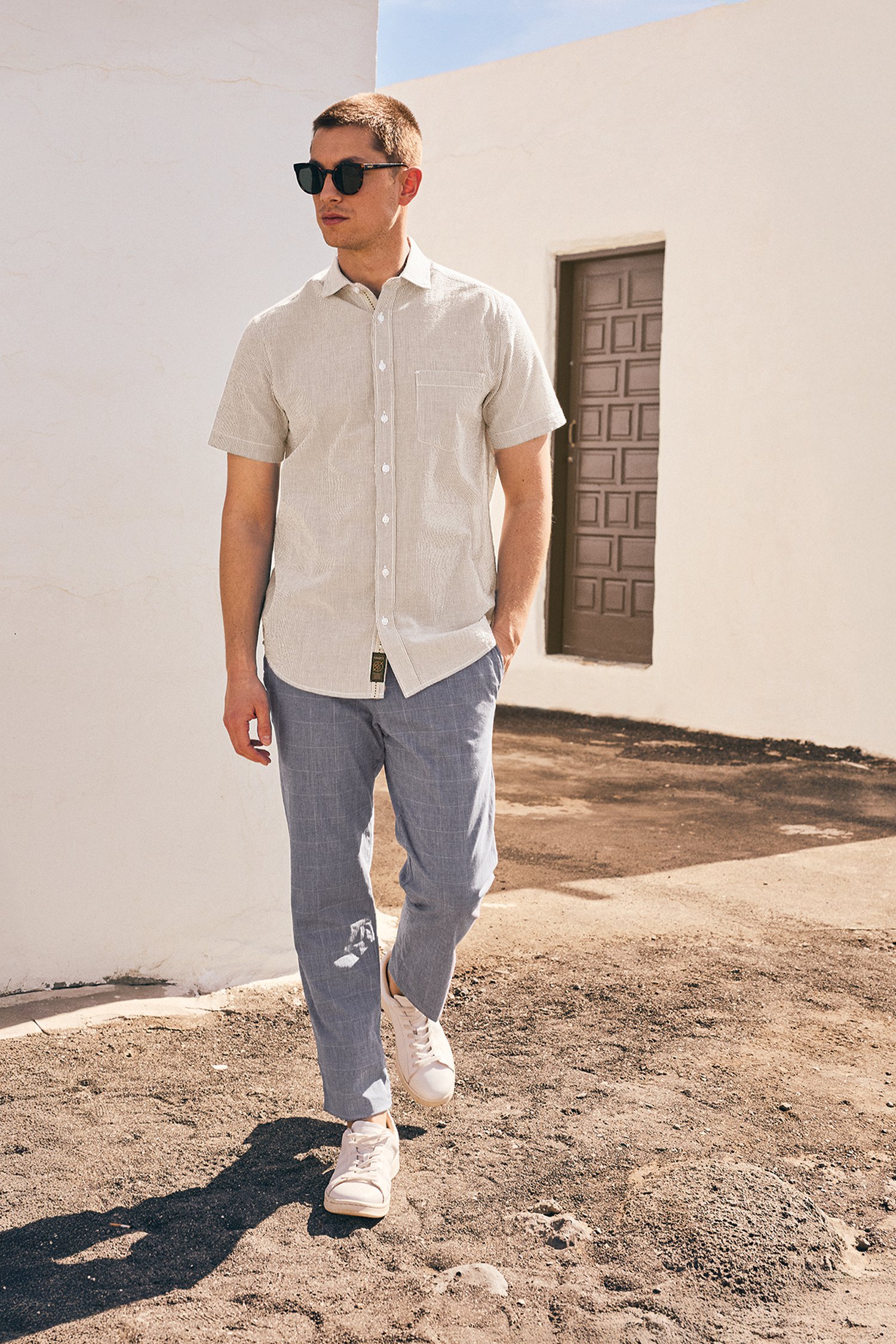 Chino à carreaux gris - Vancouver - Regular fit de Brassville pour Hommes