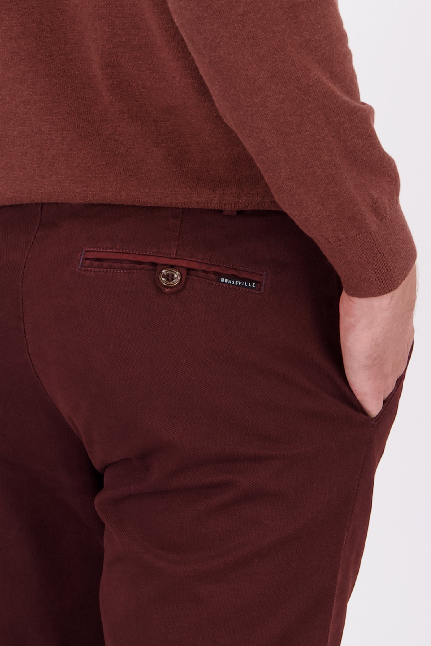 Détail de Chino bordeaux - Louisiana - Regular fit de Brassville pour Hommes