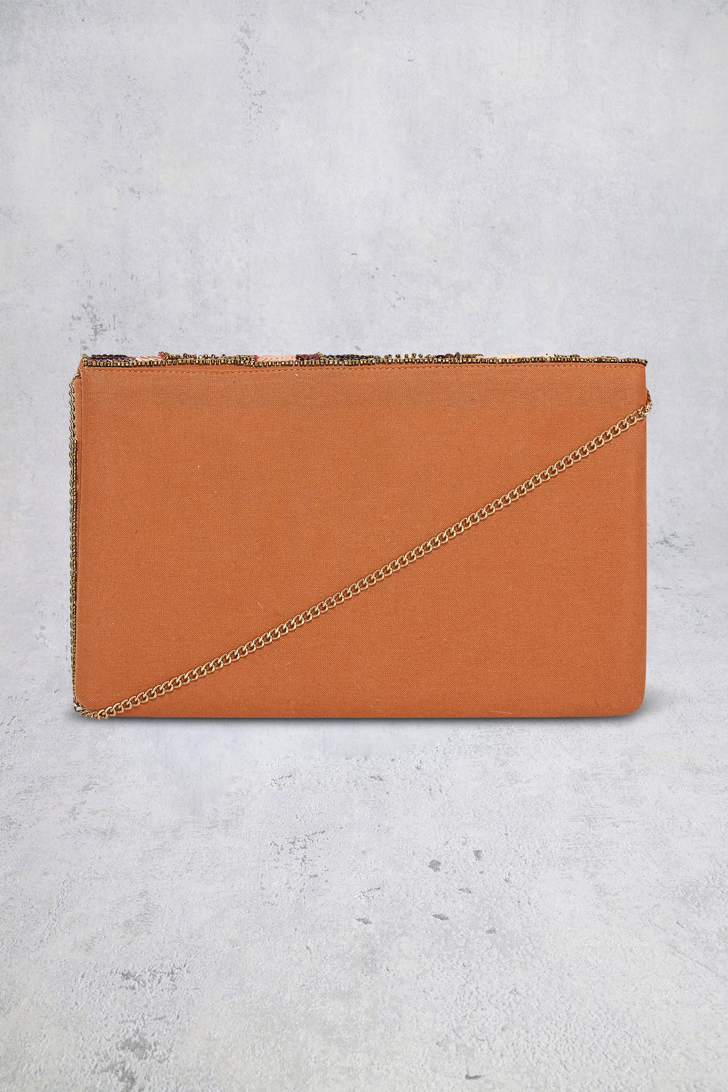 Achterkant van Clutch met bloemenmotief in bruintinten door Bulaggi voor Dames