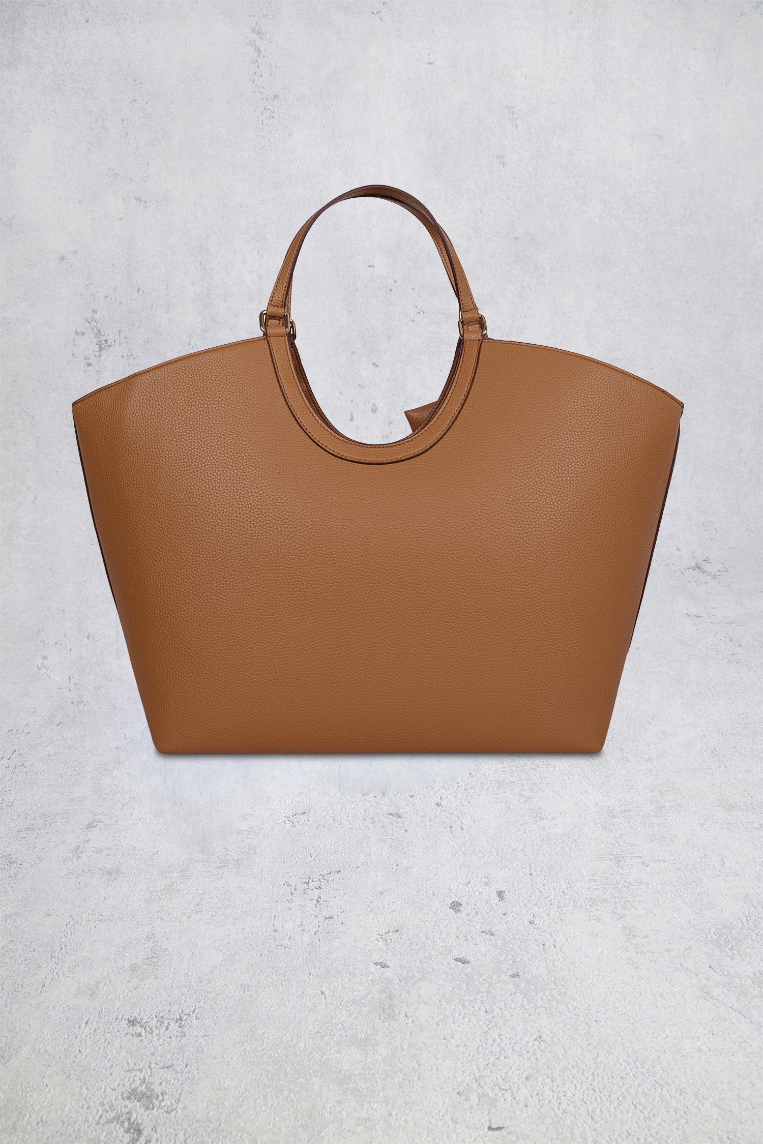 Achterkant van  Cognac schoudertas met uitneembare binnentas door Laurent David voor Dames